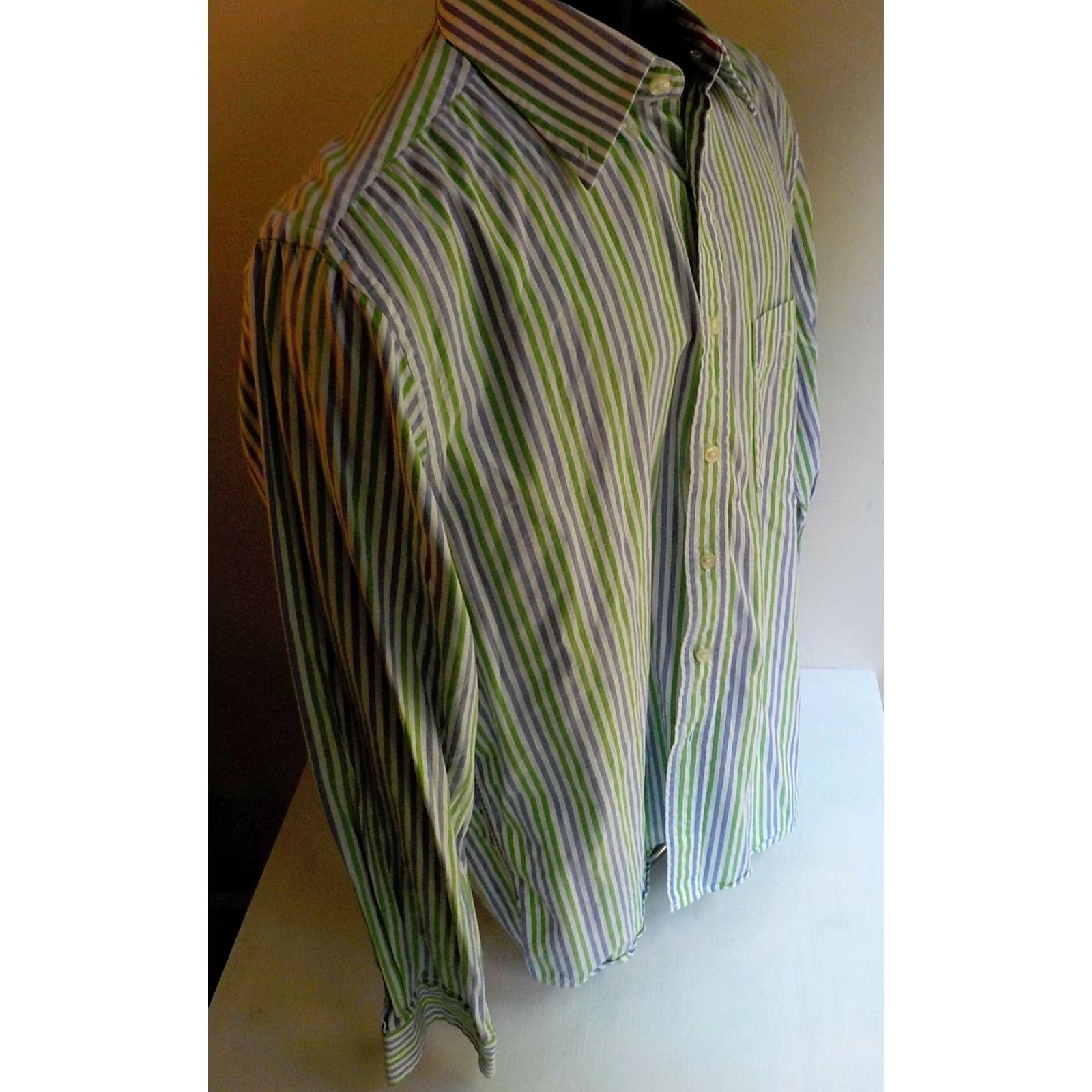 Gant VINTAGE GANT Pinpoint Oxford Button-Down Shirt Green Lilac White Stripe Flip Cuff Regular Adult Large Slim? (No extra words) Size US L / EU 52-54 / 3 - 3 Thumbnail