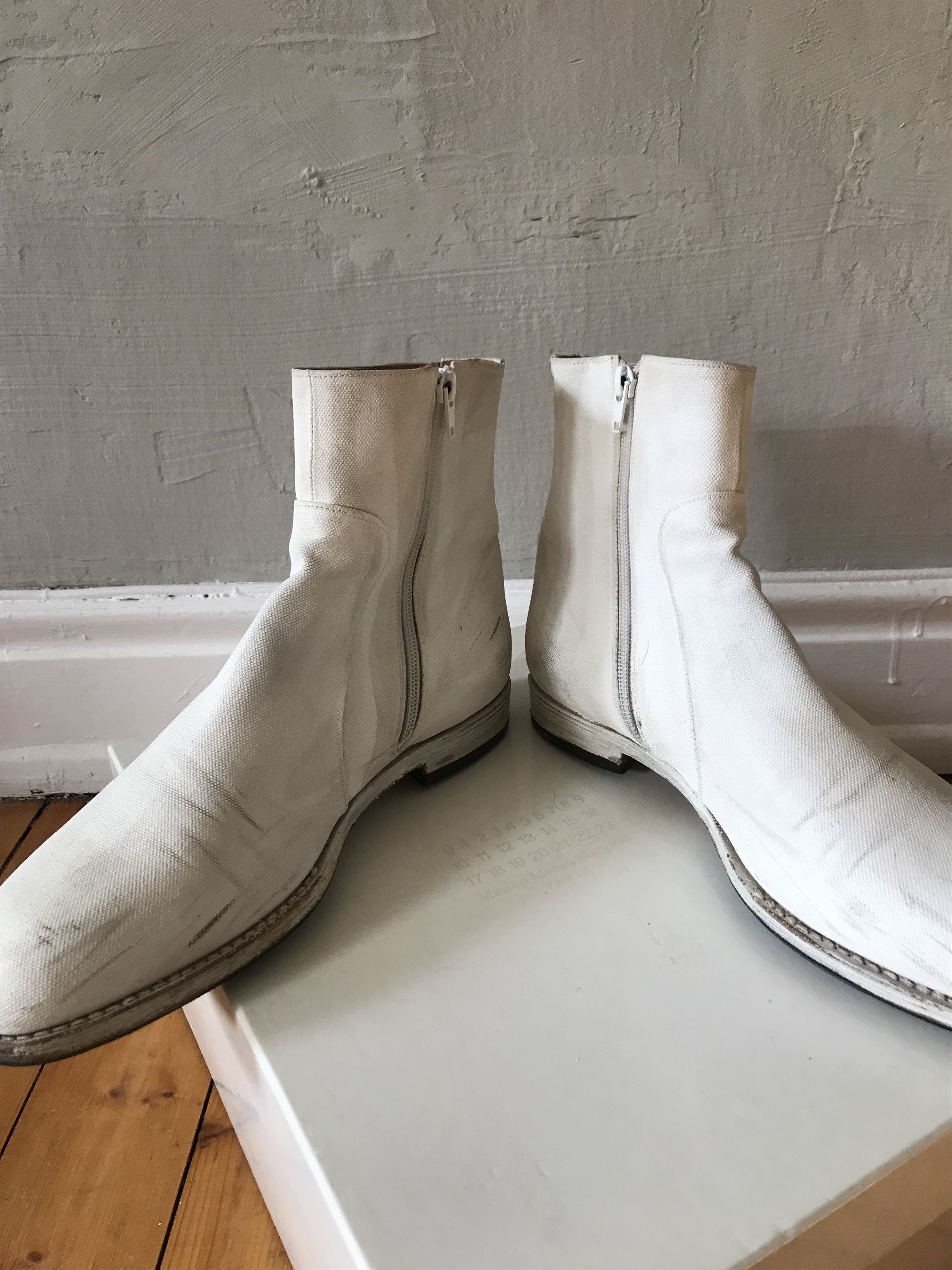 Maison Margiela SS07 Martin Margiela 22 white painted canvas boots Size US 8.5 / EU 41-42 - 3 Thumbnail