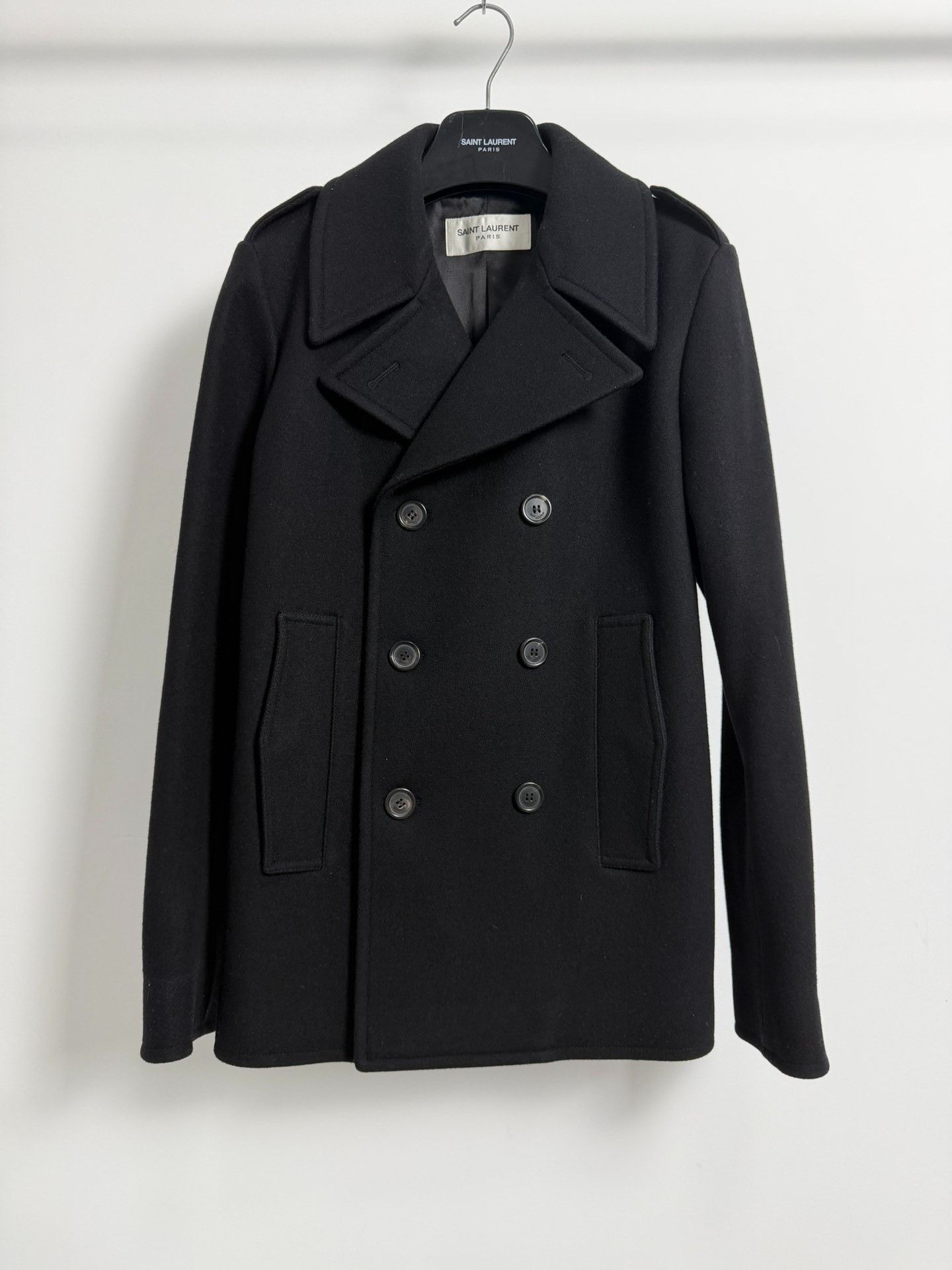 Saint Laurent Paris Saint Laurent Black Double-Breasted Wool Coat Size US S / EU 44-46 / 1 - 1 Thumbnail