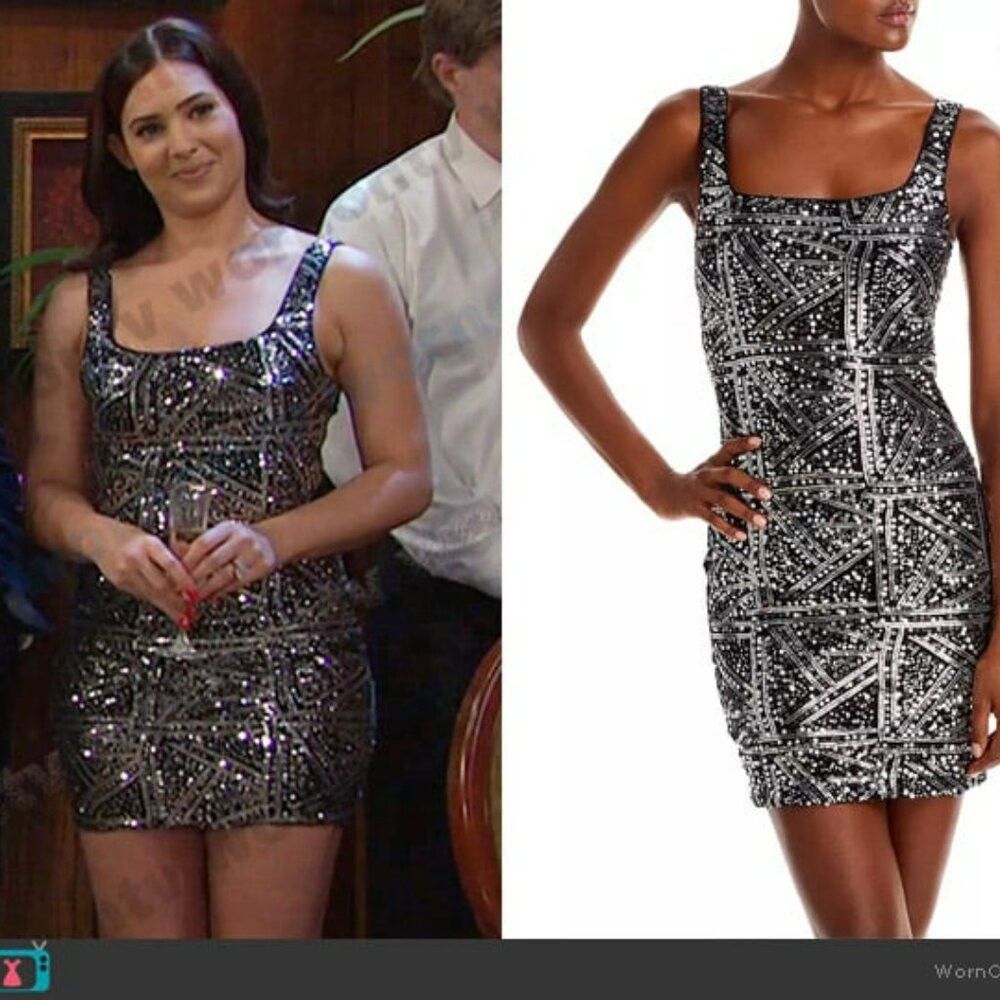 Other NWT New $118 Aqua Geo Metallic Sequin Mini Dress Size M Size M / US 6-8 / IT 42-44 - 2 Thumbnail