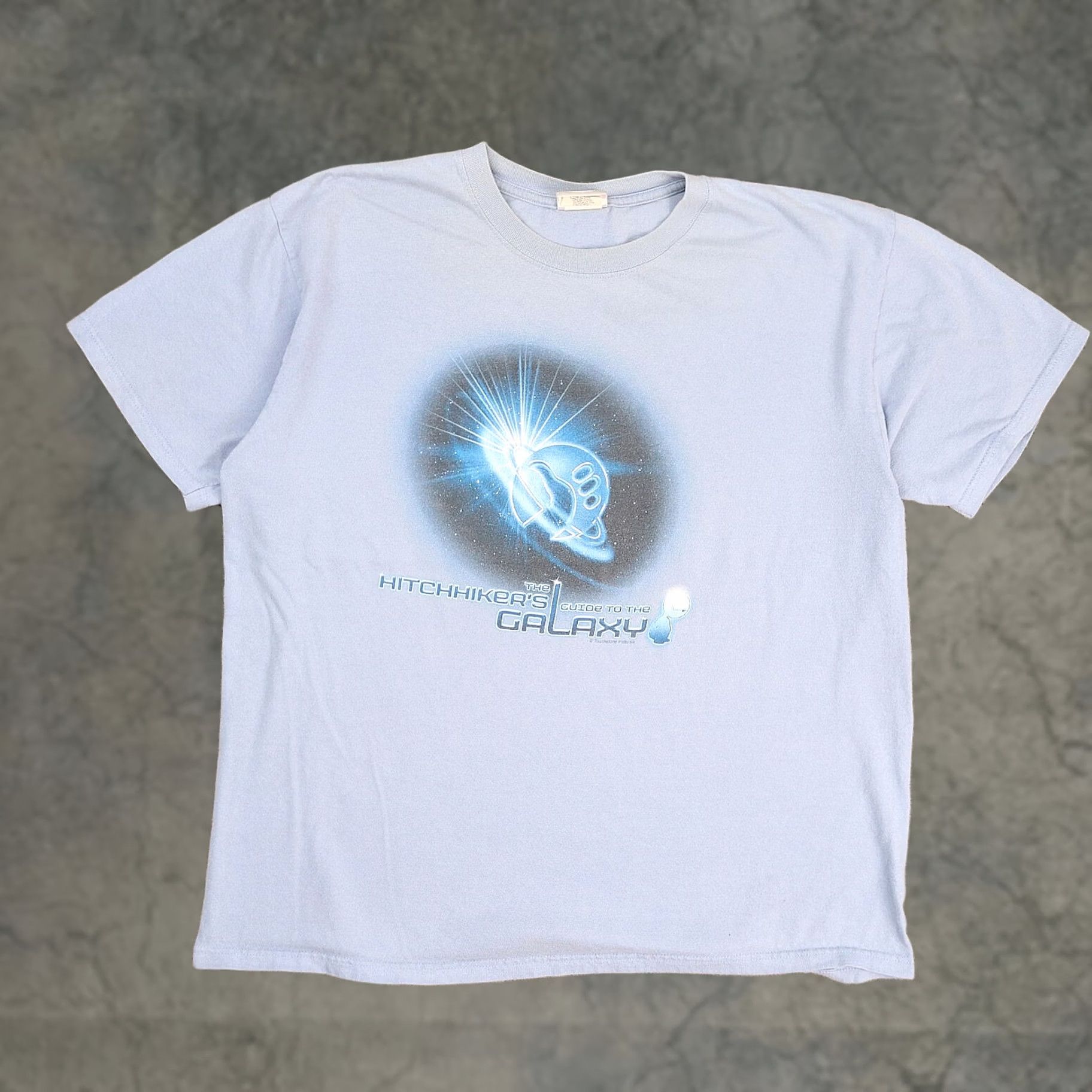 Disney VINTAGE Disney The Hitchhikers Guide To The Galaxy T-Shirt XL Blue Mens 90s Movie Size US XL / EU 56 / 4 - 1 Thumbnail