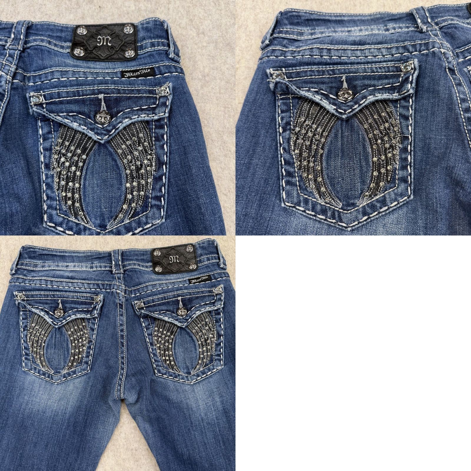 Miss Me Miss Me Jeans Womens 30 Blue Skinny Embellished Rhinestone Flap Pockets JP6003S Size 30" / US 8 / IT 44 - 10 Thumbnail