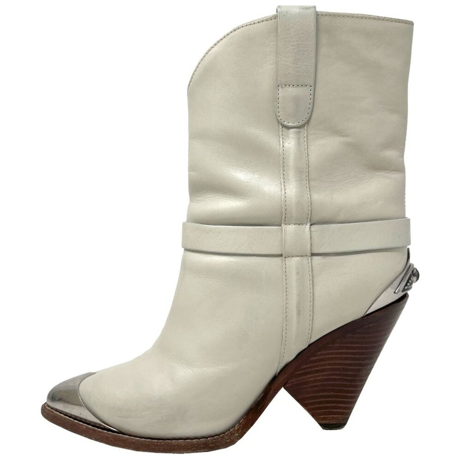 Isabel Marant Isabel Marant Lamsy Beige Leather Metal Toe Western Boots Size US 6 / IT 36 - 1 Thumbnail