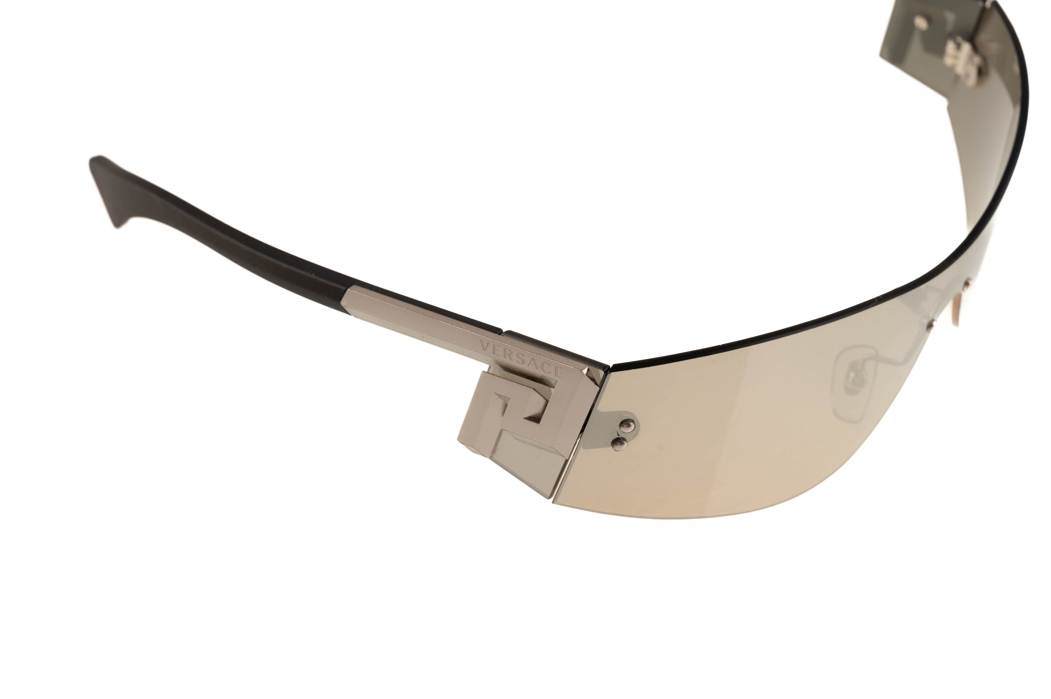 Versace Mirrored Shield Sunglasses VE 2241 10006G Size ONE SIZE - 4 Thumbnail