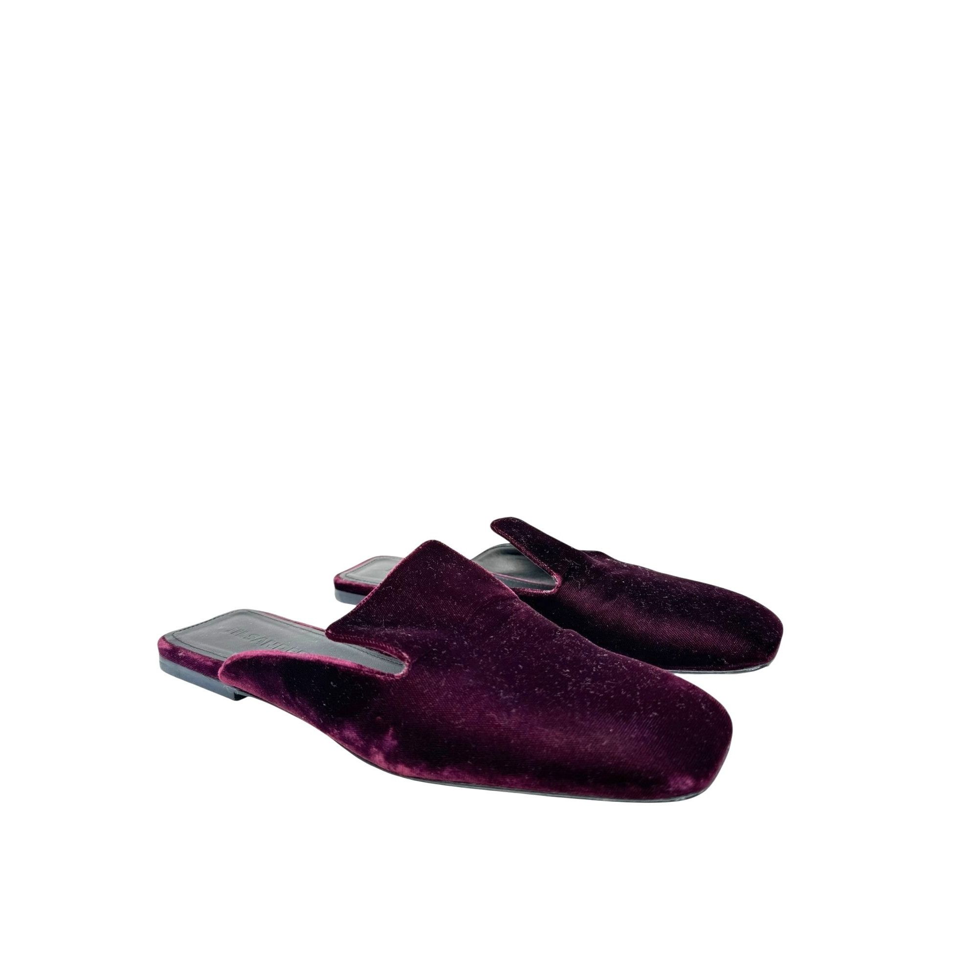 Jil Sander Burgundy Velvet Mules Size US 8 / IT 38 - 1 Thumbnail