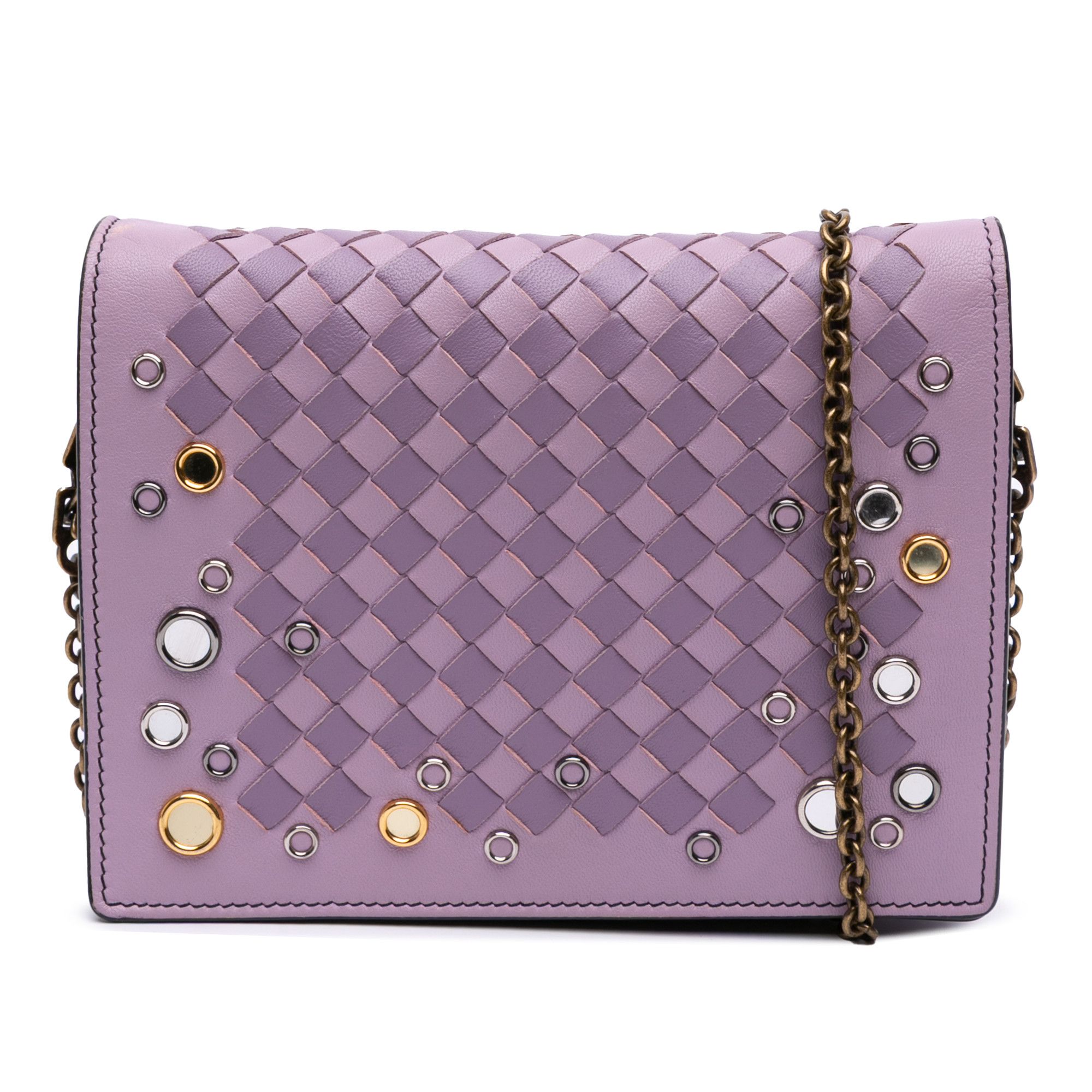 Bottega Veneta Bottega Veneta Nappa Intrecciato Studded Wallet on Chain Size ONE SIZE - 1 Thumbnail