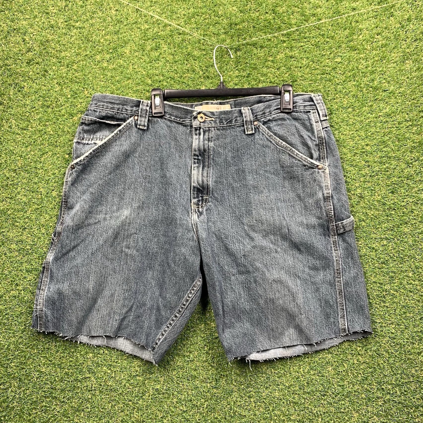 Wrangler VINTAGE Wrangler Shorts Carpenter 40 Mens Blue Denim 5-Pocket Relaxed Inseam 9in 90s Baggy Workwear Size US 40 / EU 56 - 2 Thumbnail