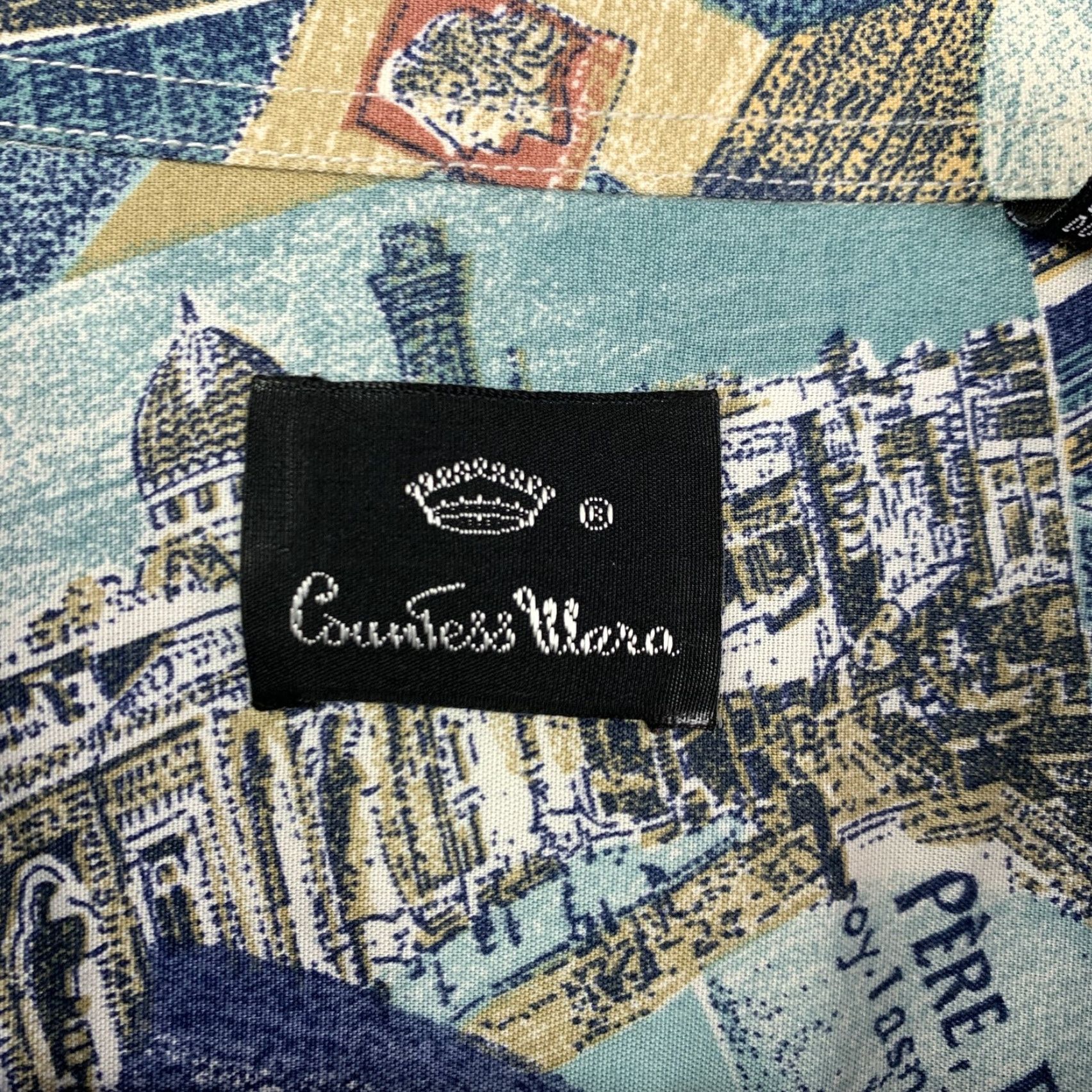 Countess Mara Countess Mara Button-Down Shirt XL Rayon Abstract Postcard Map Travel Beach Vacation Casual Size US XL / EU 56 / 4 - 5 Thumbnail