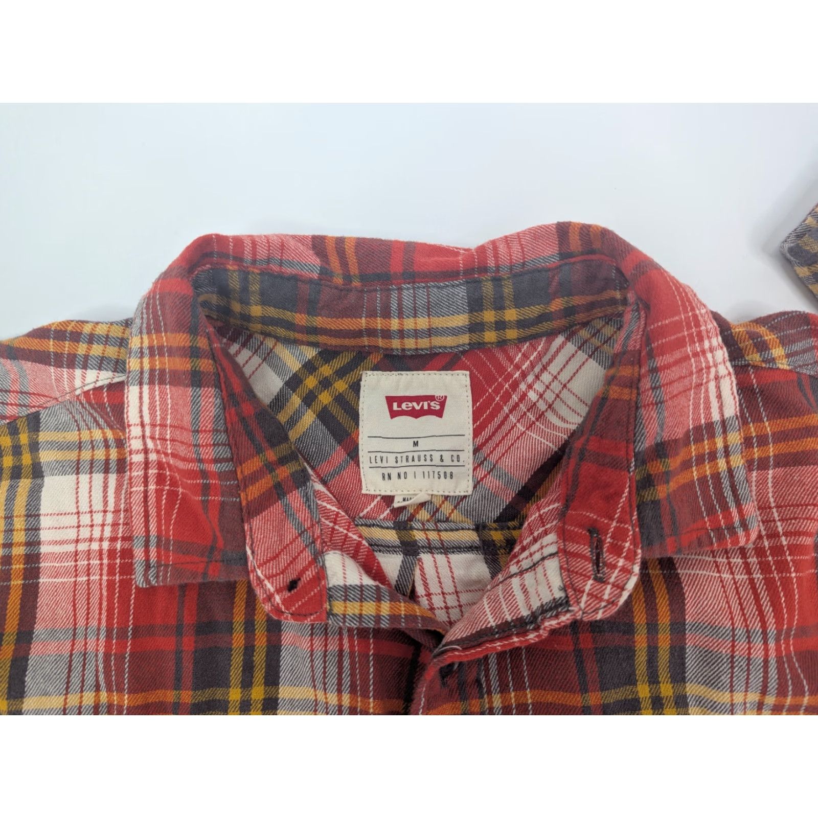 Levi's Levi's Button Red Western Plaid Flannel Shirt Long Sleeve Men's Medium Size US M / EU 48-50 / 2 - 6 Thumbnail