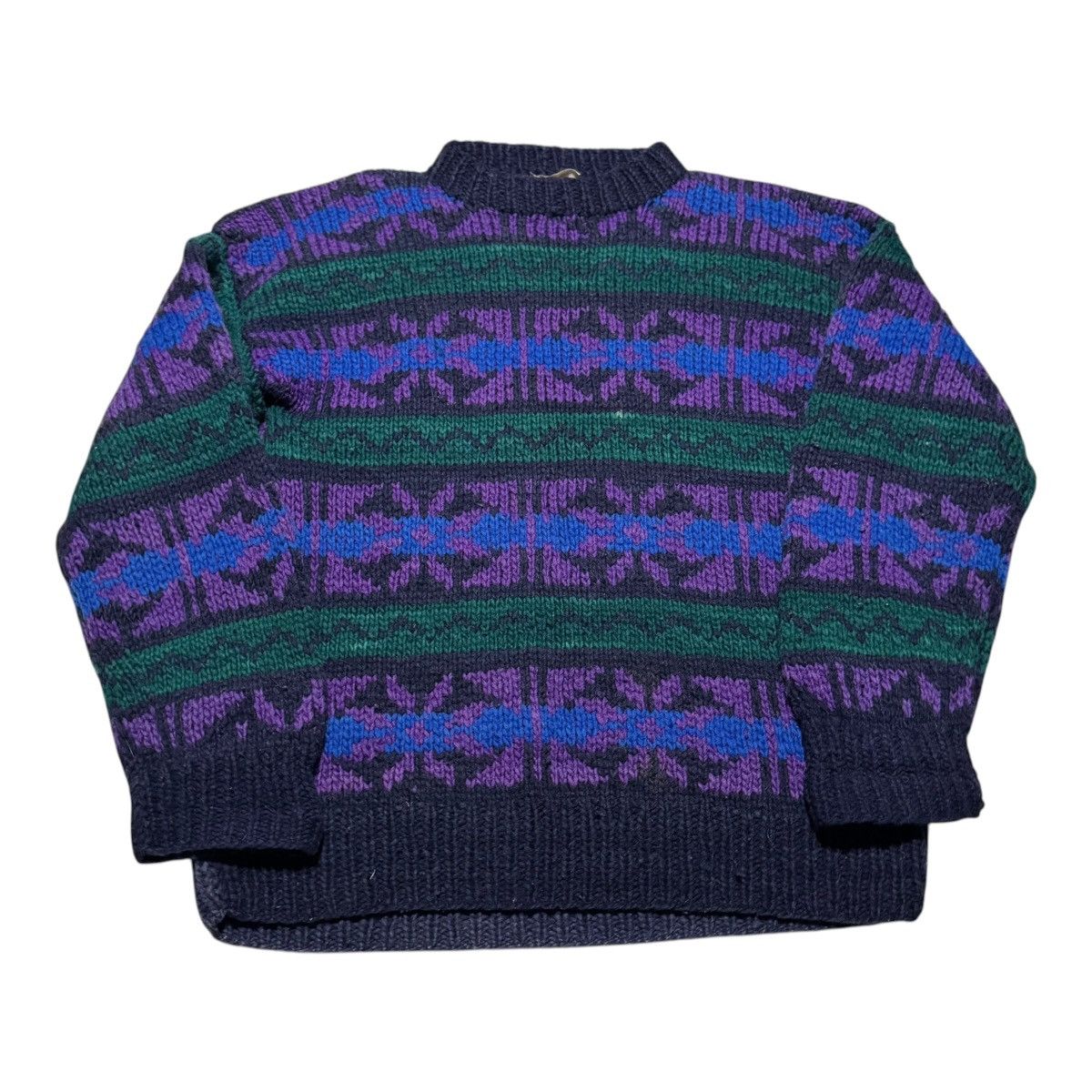 Vintage Vintage Rey Wear Patterned Knit Sweater Men's Large Heavy Size US L / EU 52-54 / 3 - 1 Thumbnail