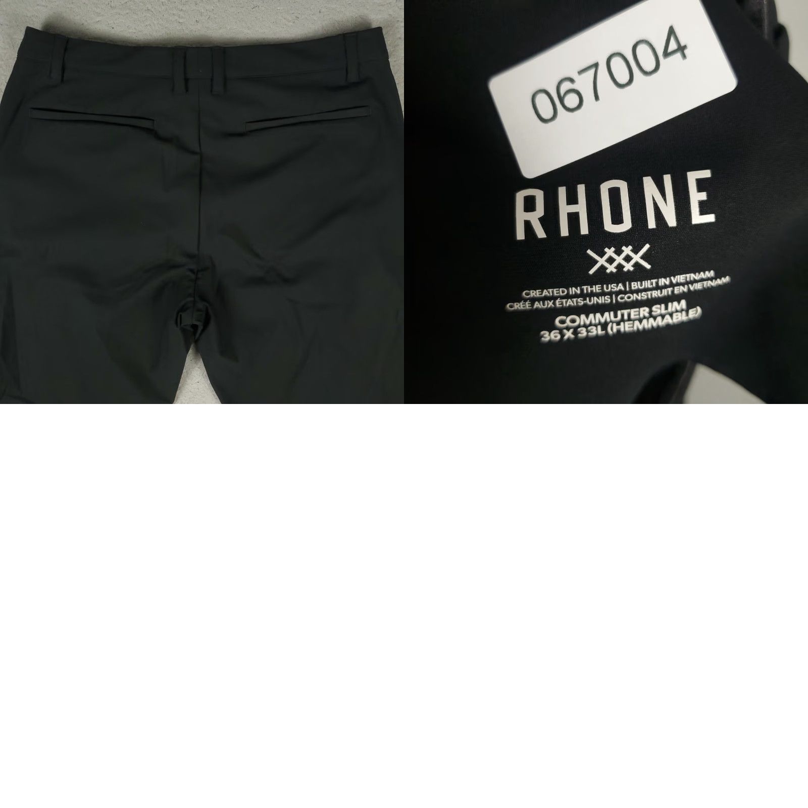 Rhone Rhone Mens Pants 36x33 Black Chino Flat Front Comfort Pockets Straight Regular Size US 36 / EU 52 - 8 Thumbnail
