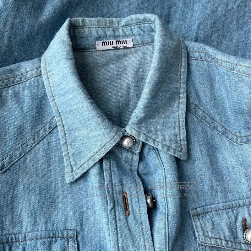 Miu Miu Miu Miu Light Blue Cotton Women's Tee . Size M / US 6-8 / IT 42-44 - 3 Thumbnail