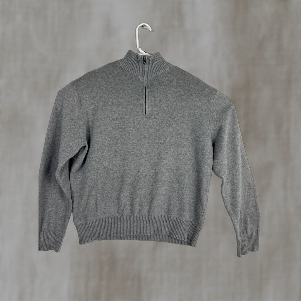 J.Crew J.CREW Mens XL Gray Slim Fit 1/4 Zip Mock Neck Long Sleeve Cotton Sweater Size US XL / EU 56 / 4 - 1 Thumbnail