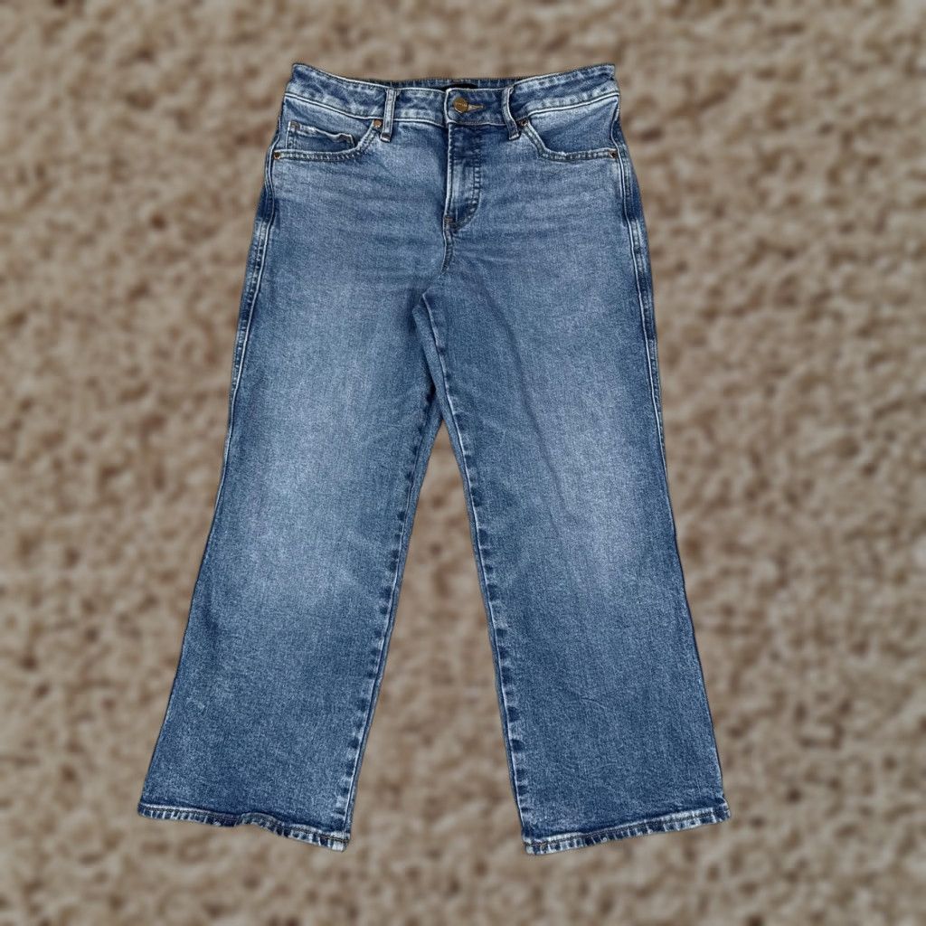 Express Express Jeans Womens 90s Ankle Boot Mid Rise Cropped Bootcut Denim 28x23 Blue 4S Stretch Cotton Spandex Regular 5-Pocket Zipper Button Size 27" / US 4 / IT 40 - 1 Thumbnail