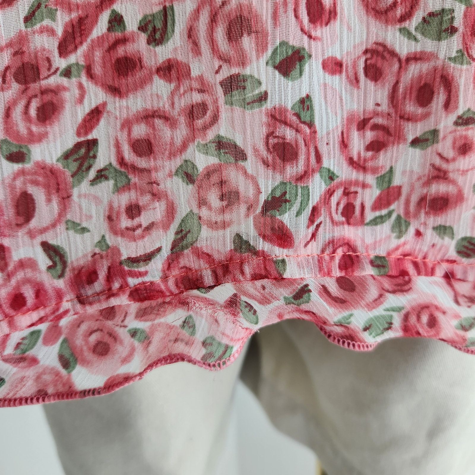 Vintage Vintage 80s Rose Print Sheer Button Down Blouse EU 42 L Size L / US 10 / IT 46 - 9 Thumbnail