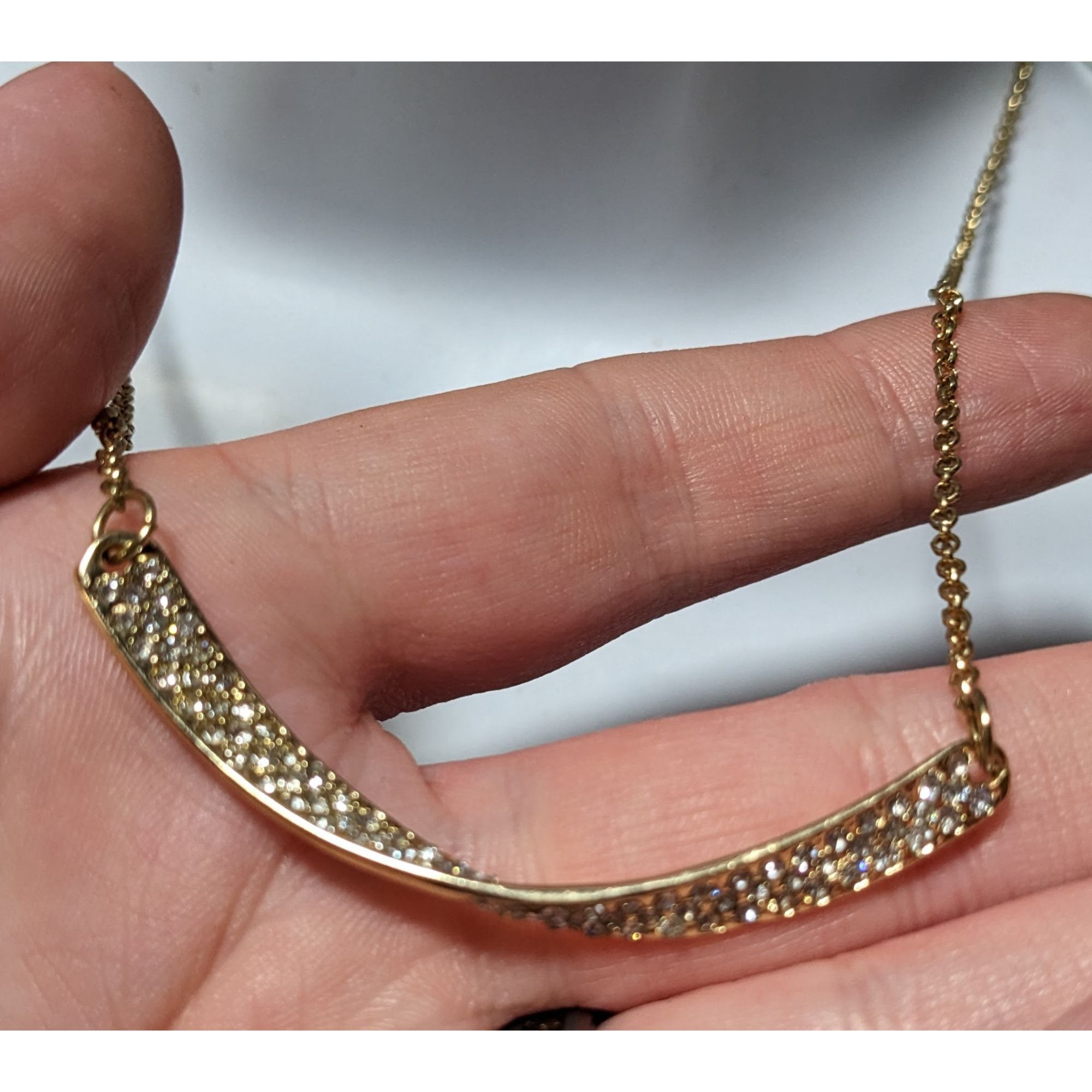 Other Sparkly Glam Gold Rhinestone Twisted Bar Necklace Size ONE SIZE - 11 Thumbnail