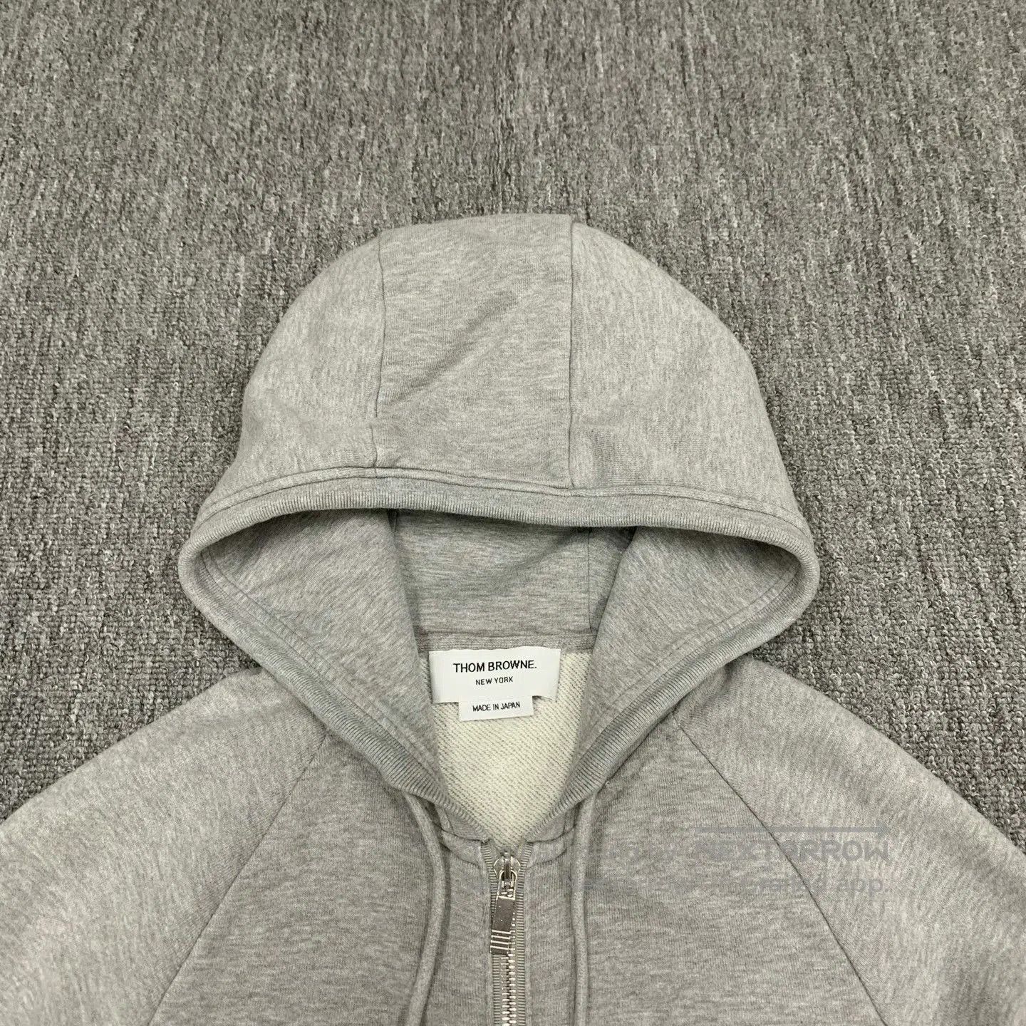 Thom Browne gray striped hooded jacket by Thom Browne. Size US M / EU 48-50 / 2 - 2 Thumbnail
