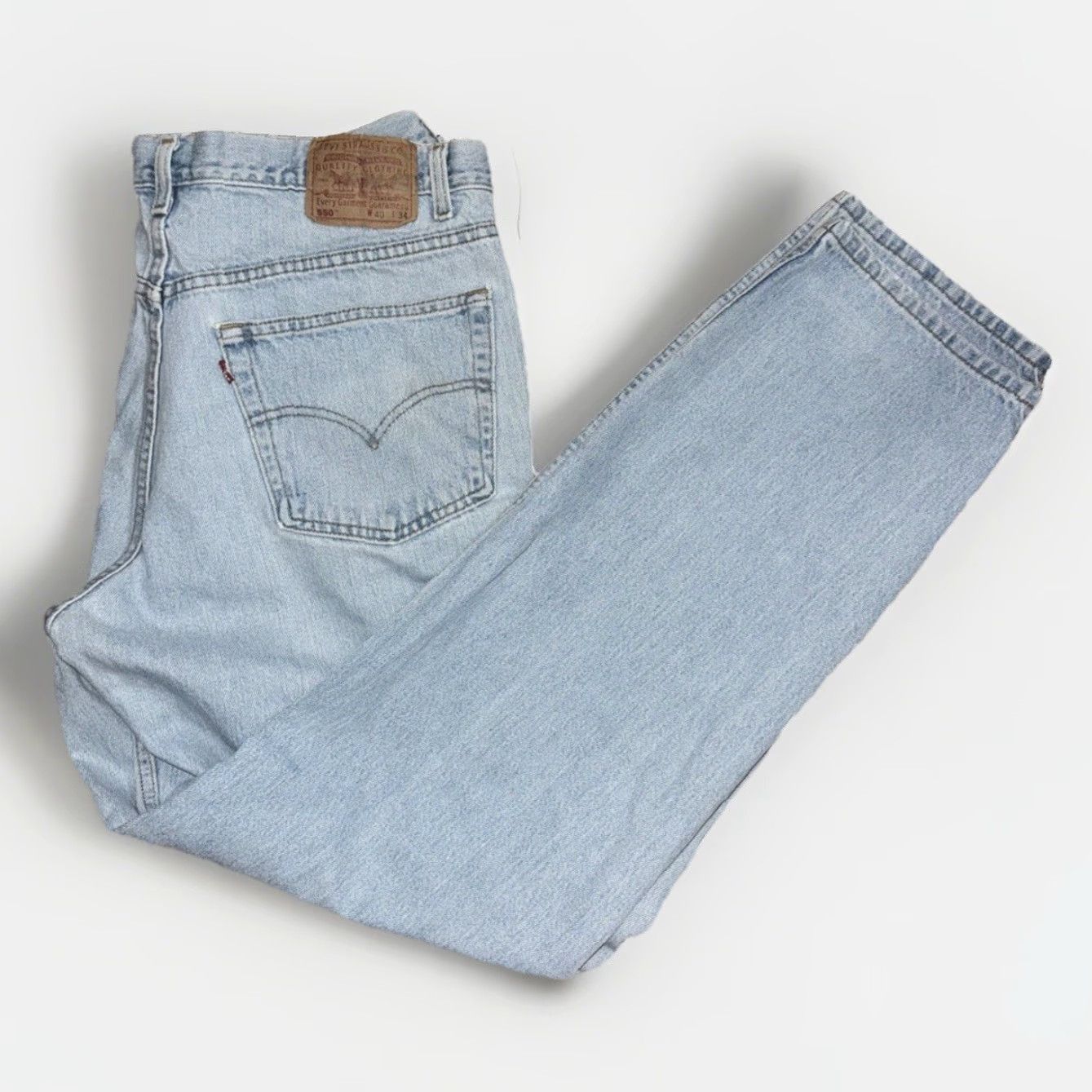 VINTAGE Levi’s 550 Relaxed Fit Jeans Stone Wash Blue 38x34 Made in USA 90s Denim