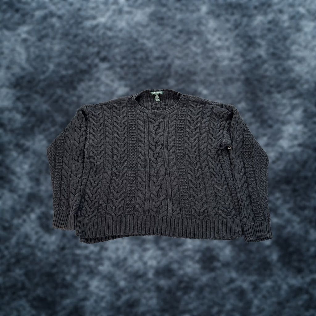 Ralph Lauren Ralph Lauren Sweater Womens XL Black Cable-Knit Pullover Logo Embroidered Classic Money Preppy Size XL / US 12-14 / IT 48-50 - 1 Thumbnail