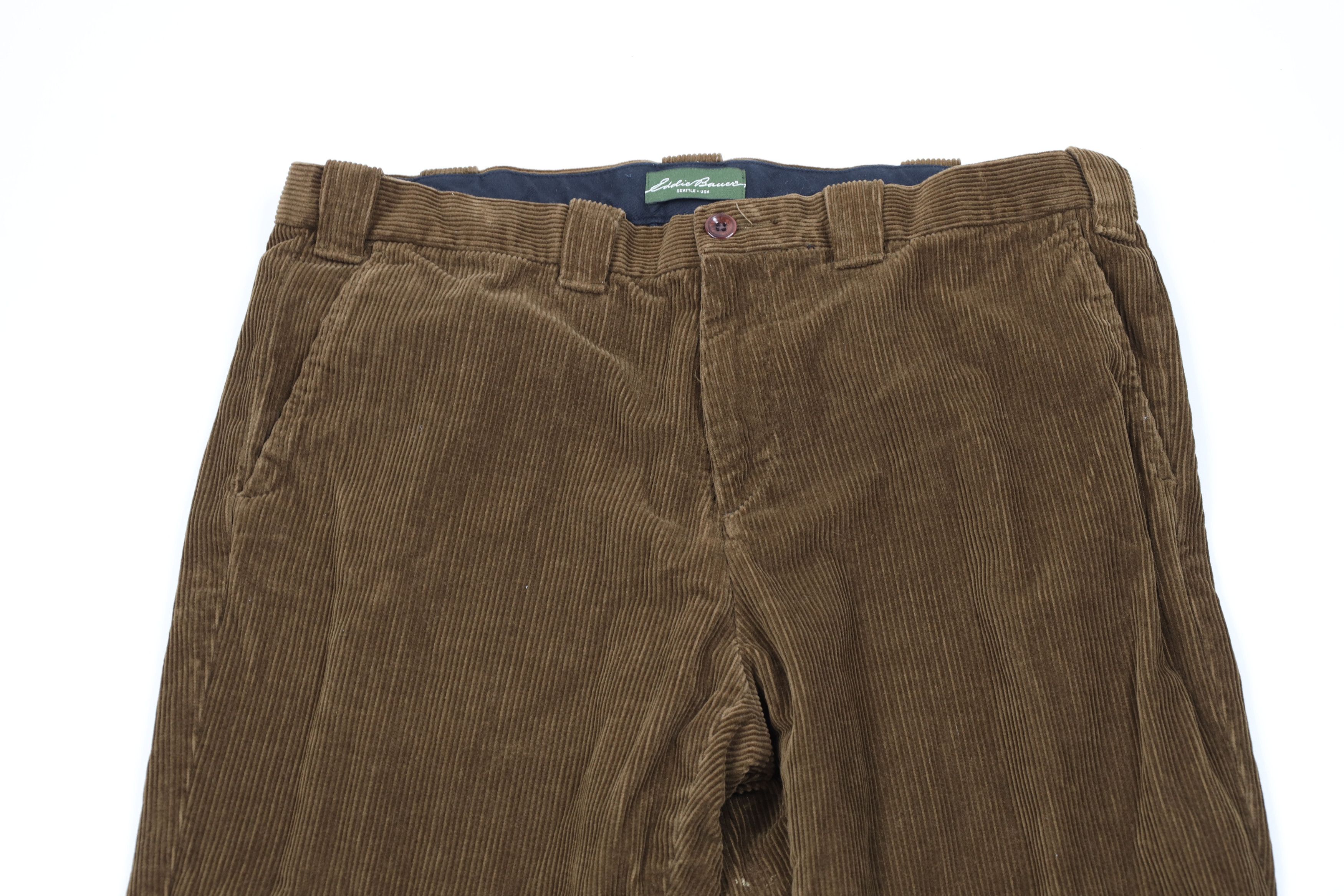 Eddie Bauer × Vintage Vintage Eddie Bauer Wide Leg Corduroy Chino Pants Brown Size US 38 / EU 54 - 2 Thumbnail