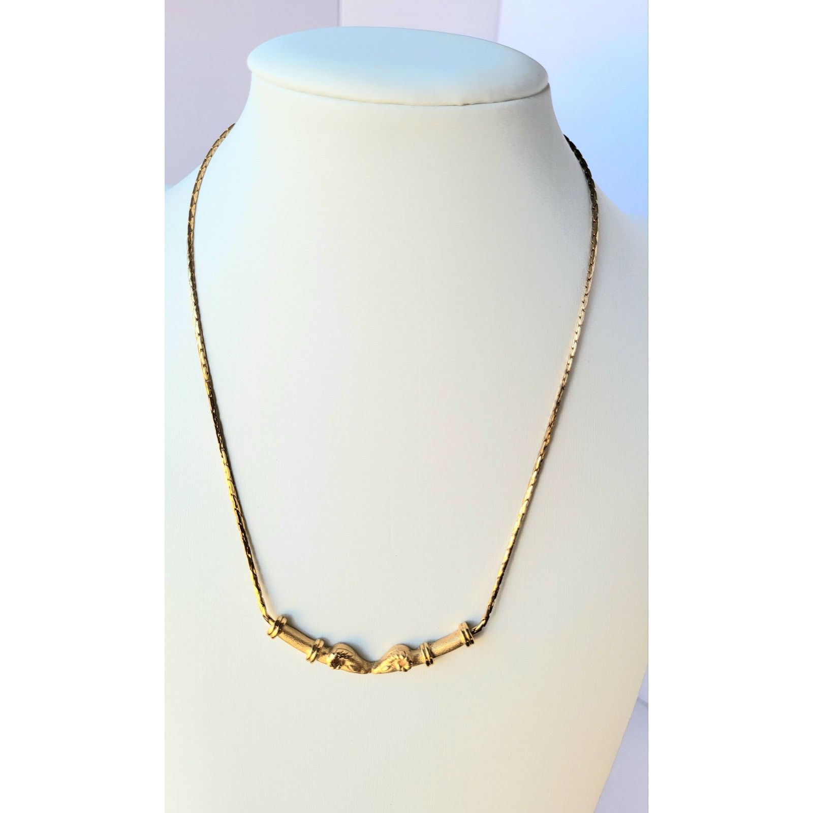 Monet Monet Etruscan Cobra Chain Vintage 2 Rams Heads Signed 1970s Size ONE SIZE - 2 Thumbnail