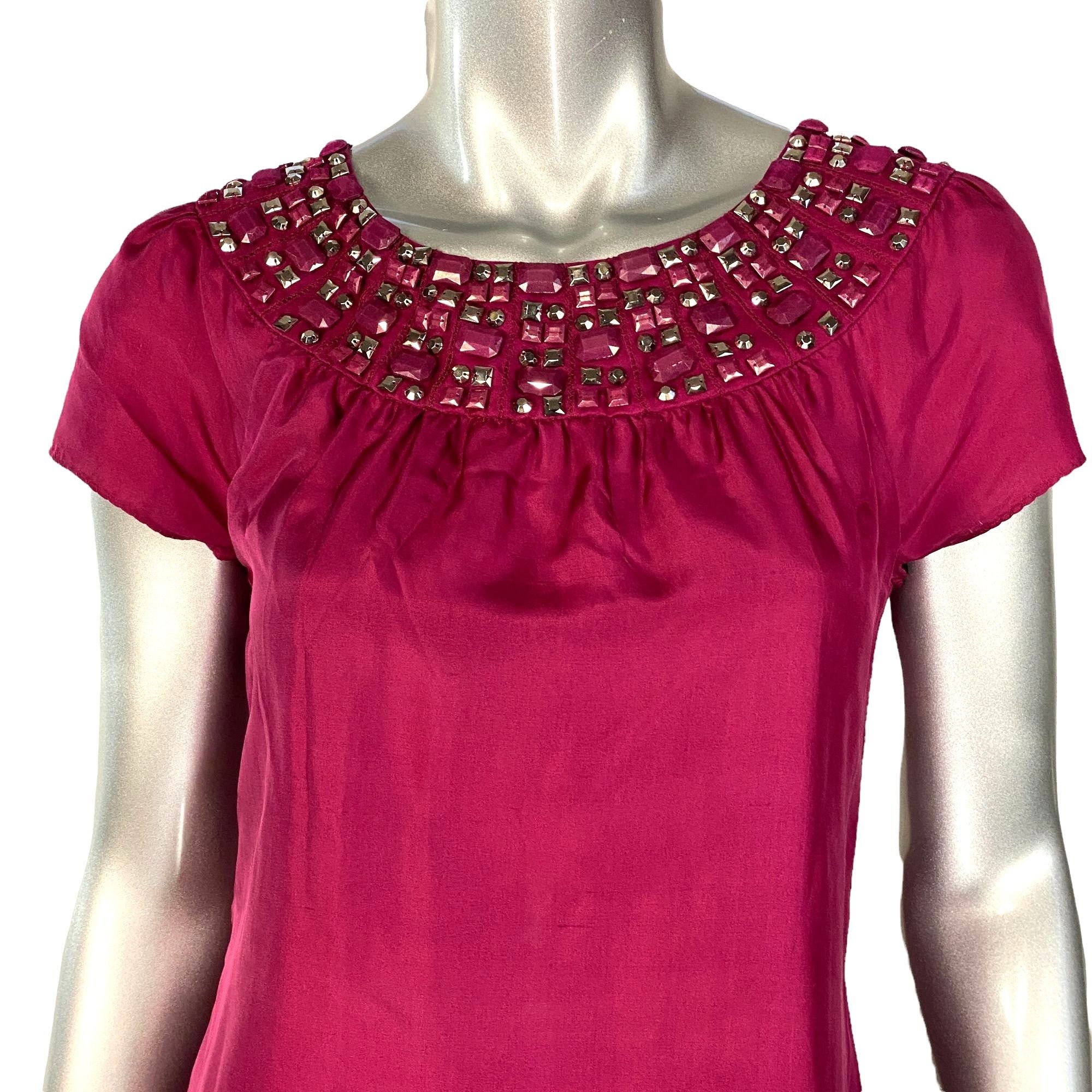 Elie Tahari Elie Tahari Della Silk Pink Embellished Beaded Shift Dress 2 Size XS / US 0-2 / IT 36-38 - 4 Thumbnail