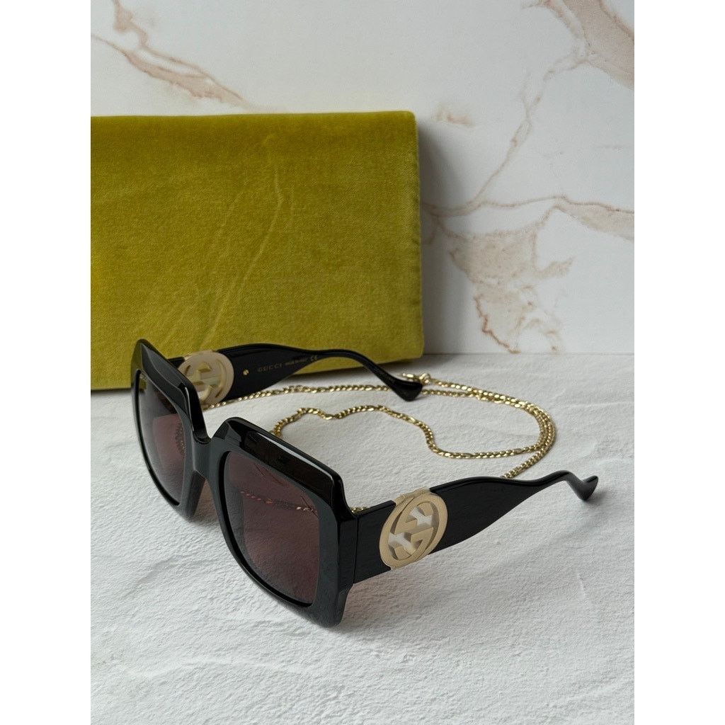 Gucci NEW Gucci GG1022S Black Chain Oversized Logo Sunglasses Size ONE SIZE - 5 Thumbnail