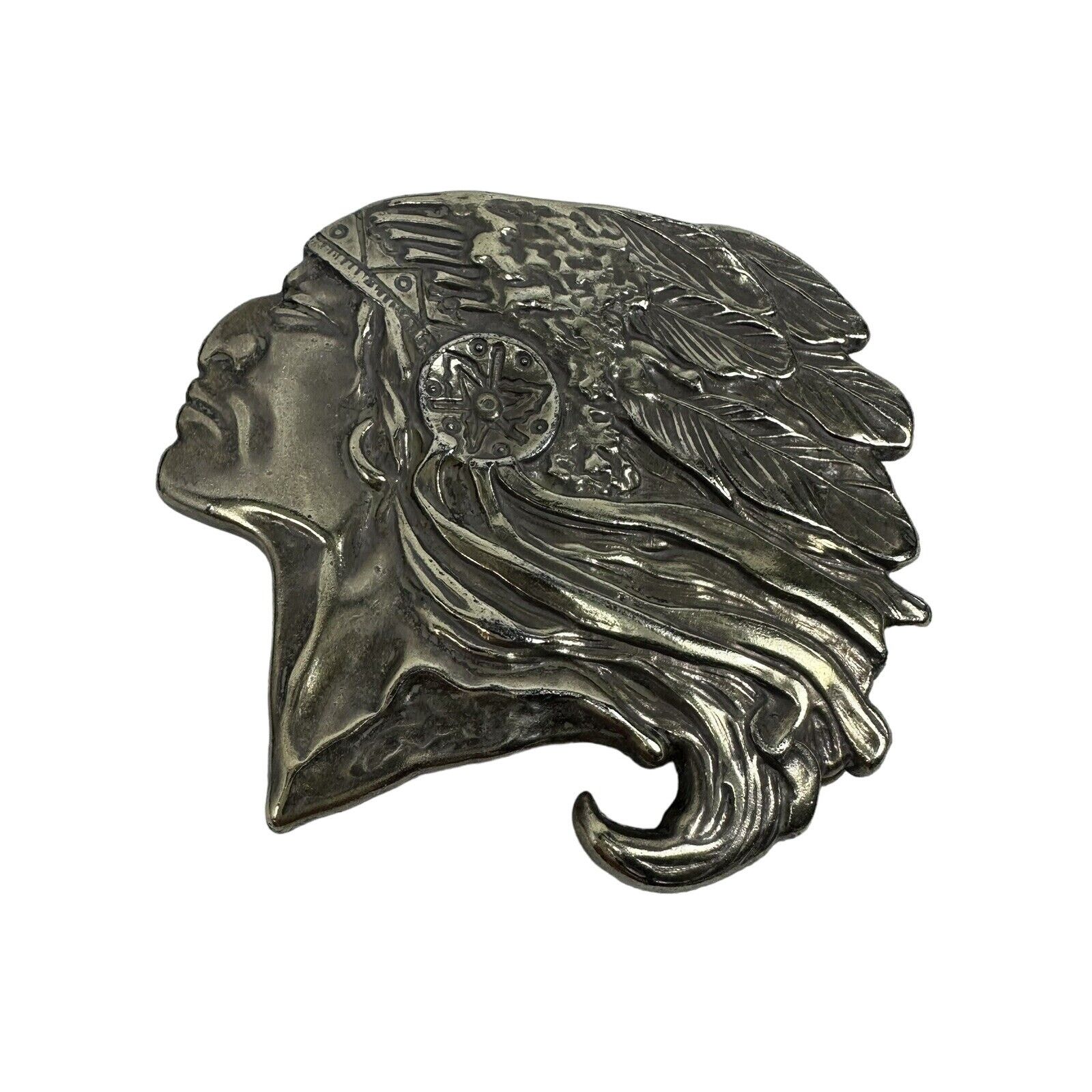 Other Chief Headdress VTG 70's Brass Belt Buckle by R J Roberts Size ONE SIZE - 1 Thumbnail