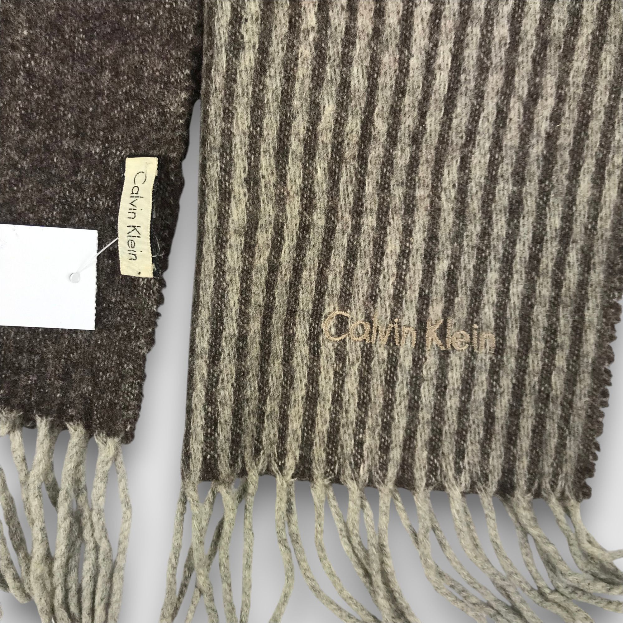 Calvin Klein Vintage Calvin Klein Scarf Striped Muffler Wool Scarves Size ONE SIZE - 4 Thumbnail