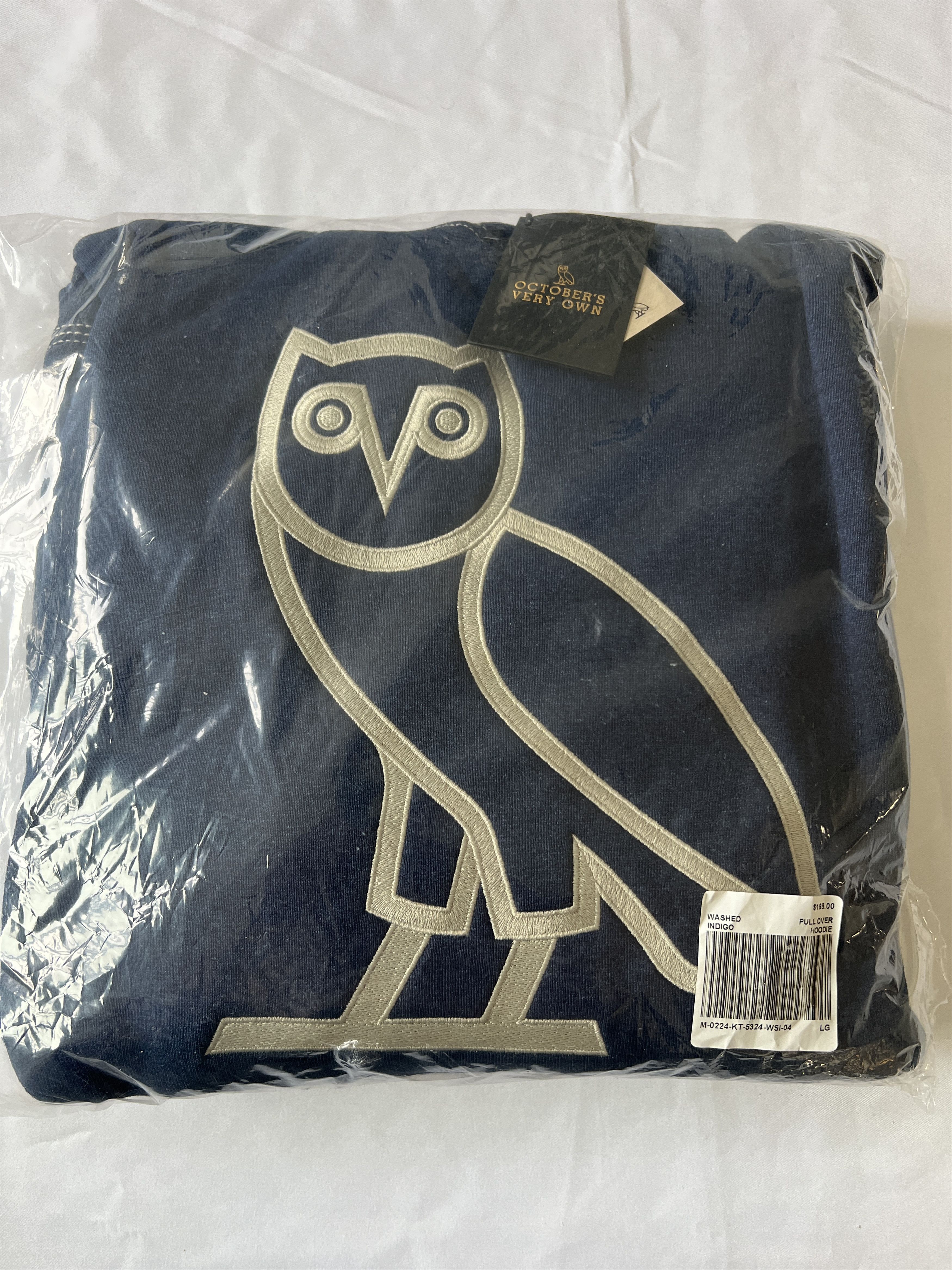 Drake OVO WASHED INDIGO-DYED DENIM OG OWL HOODIE Size US L / EU 52-54 / 3 - 2 Thumbnail