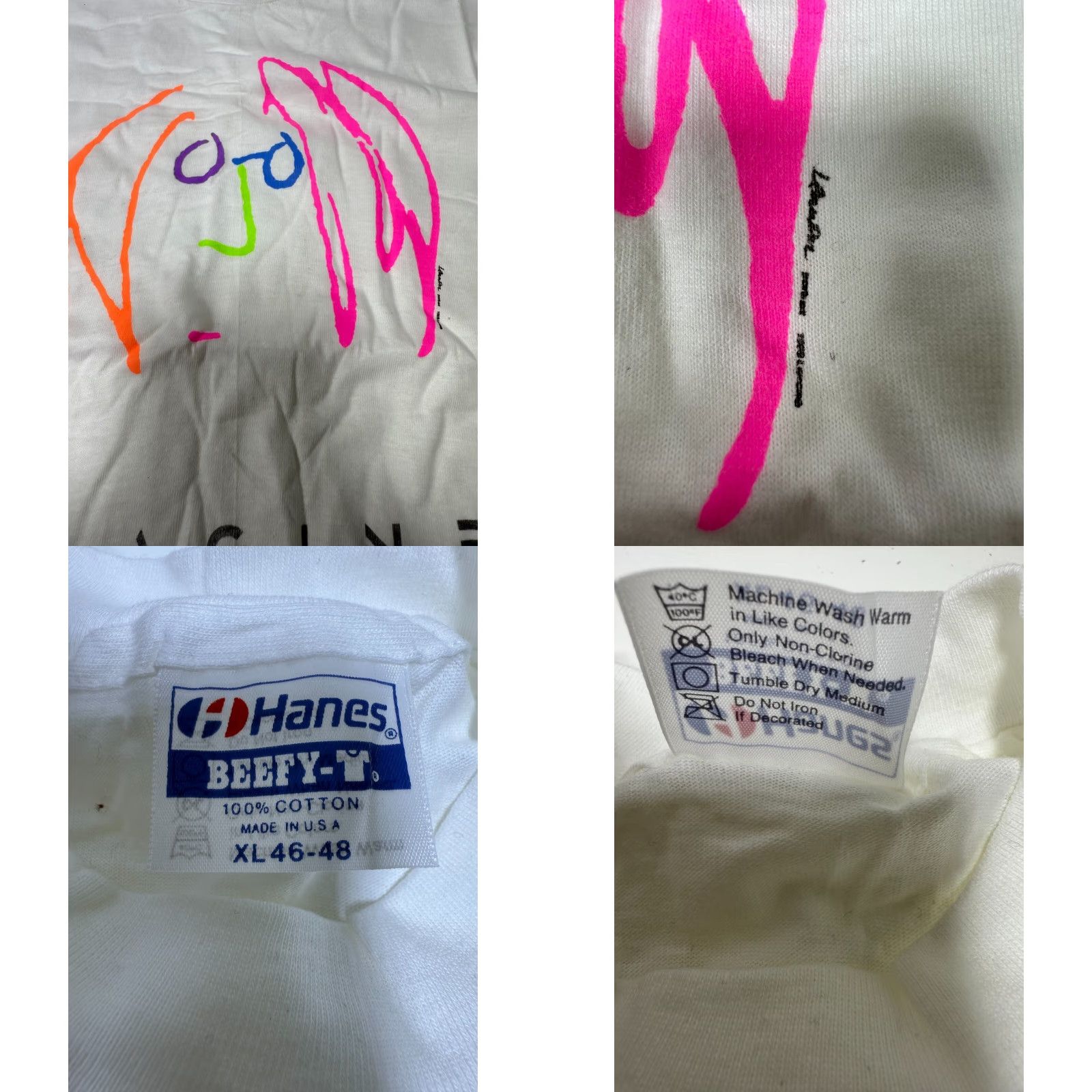 Hanes VINTAGE HANES JOHN LENNON THE BEATLES IMAGINE PROMOTIONAL T-SHIRT XL WHITE GRAPHIC PRINT 80s MENS Size US XL / EU 56 / 4 - 8 Thumbnail