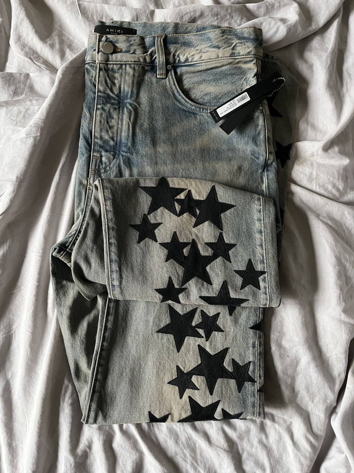 Amiri AMIRI Leather Star Straight Jeans Size US 34 / EU 50 - 1 Thumbnail