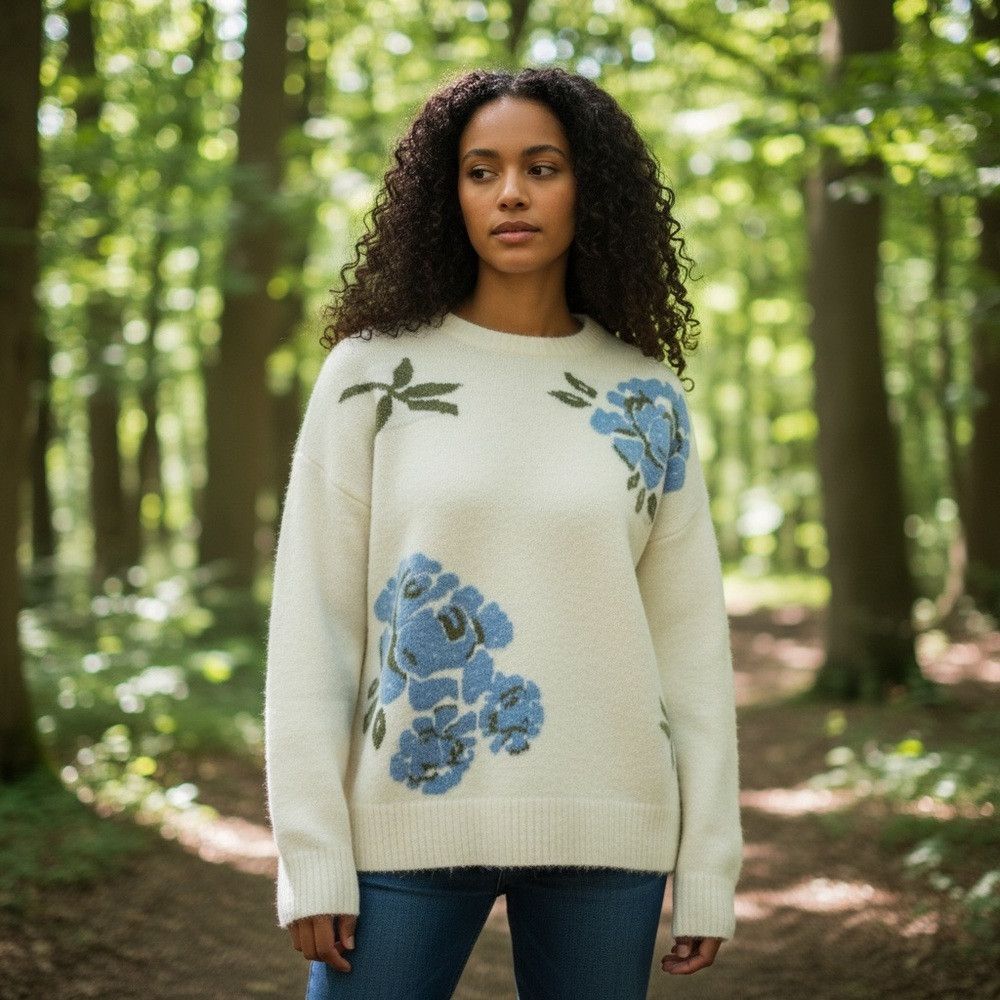 Ted Baker NWT New $175 Ted Baker Floral Crew Neck Wool Blend Sweater Size L / US 10 / IT 46 - 1 Thumbnail