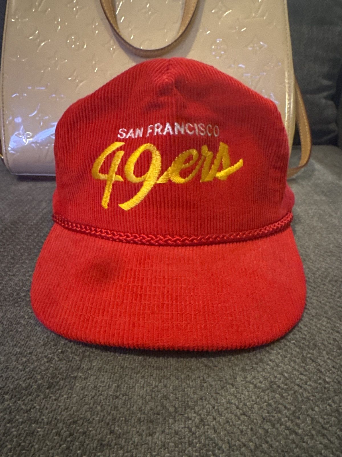 Nissan Vintage Red Nissin SF 49ers Corduroy Hat – Adjustable Fit Size ONE SIZE - 1 Thumbnail