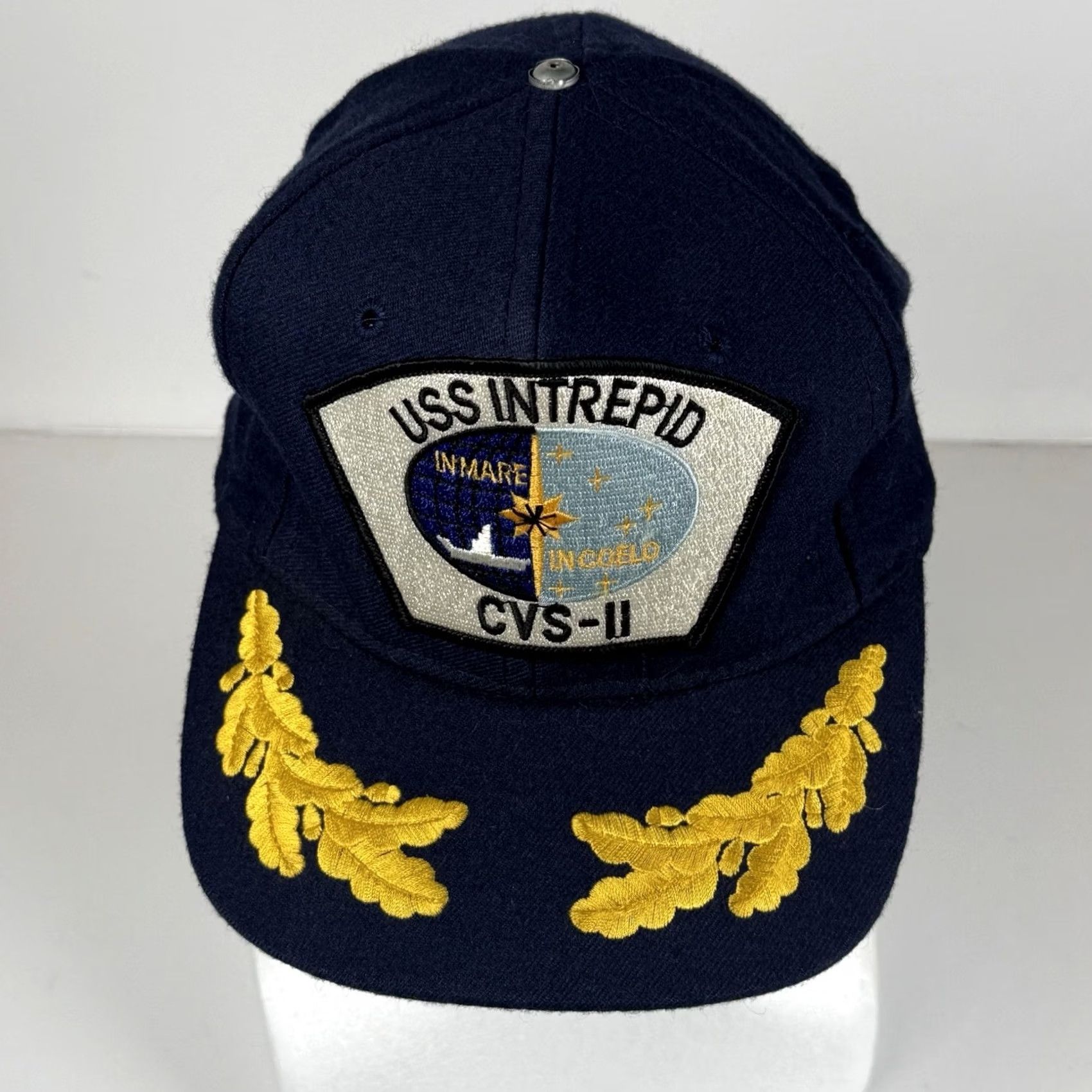 Vintage Navy Hat USA Snapback USS Intrepid CVS-11 Essex Class Aircraft Carrier Navy Blue One Size Men Universal USA Hat Size ONE SIZE - 2 Thumbnail