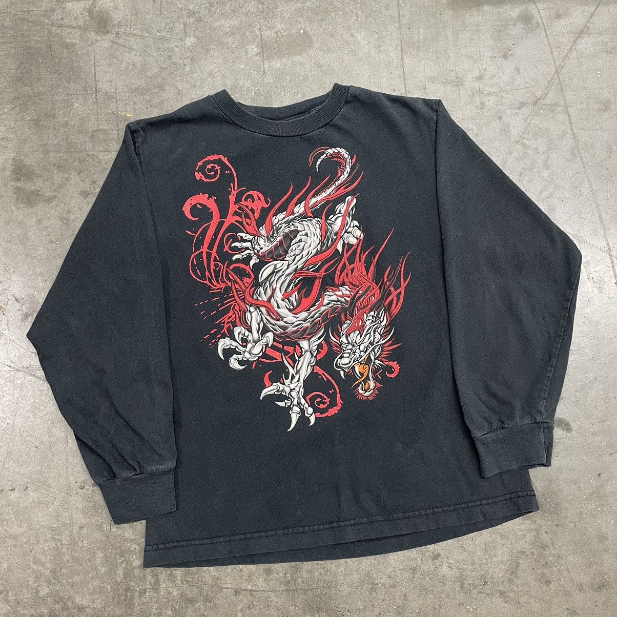 JNCO × Streetwear × Vintage Y2K Top Heavy Dragon Tribal Long