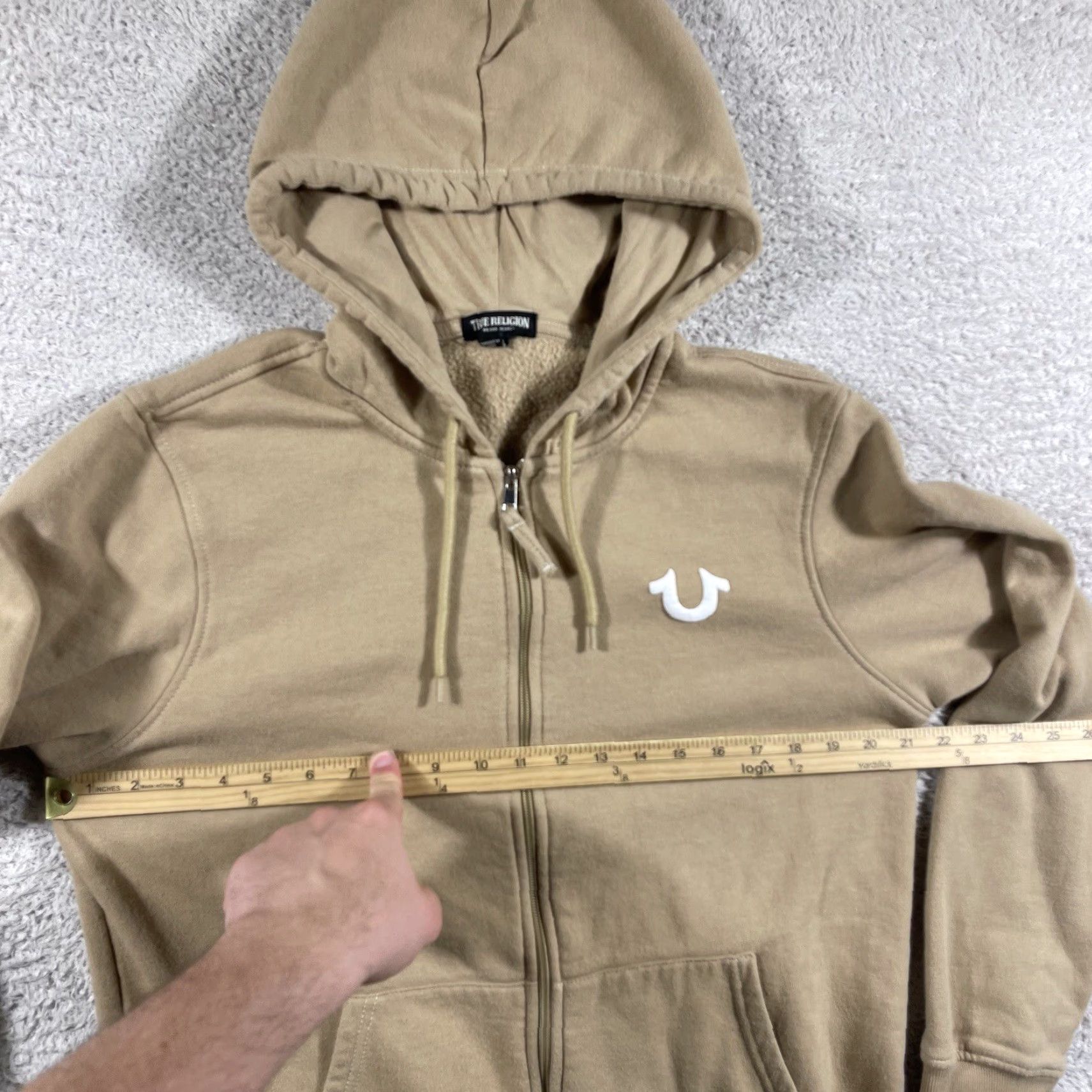 True Religion VINTAGE True Religion Buddha Logo Seal Full Zip Hoodie Mens Medium Beige Fleece Y2K Size US M / EU 48-50 / 2 - 7 Thumbnail