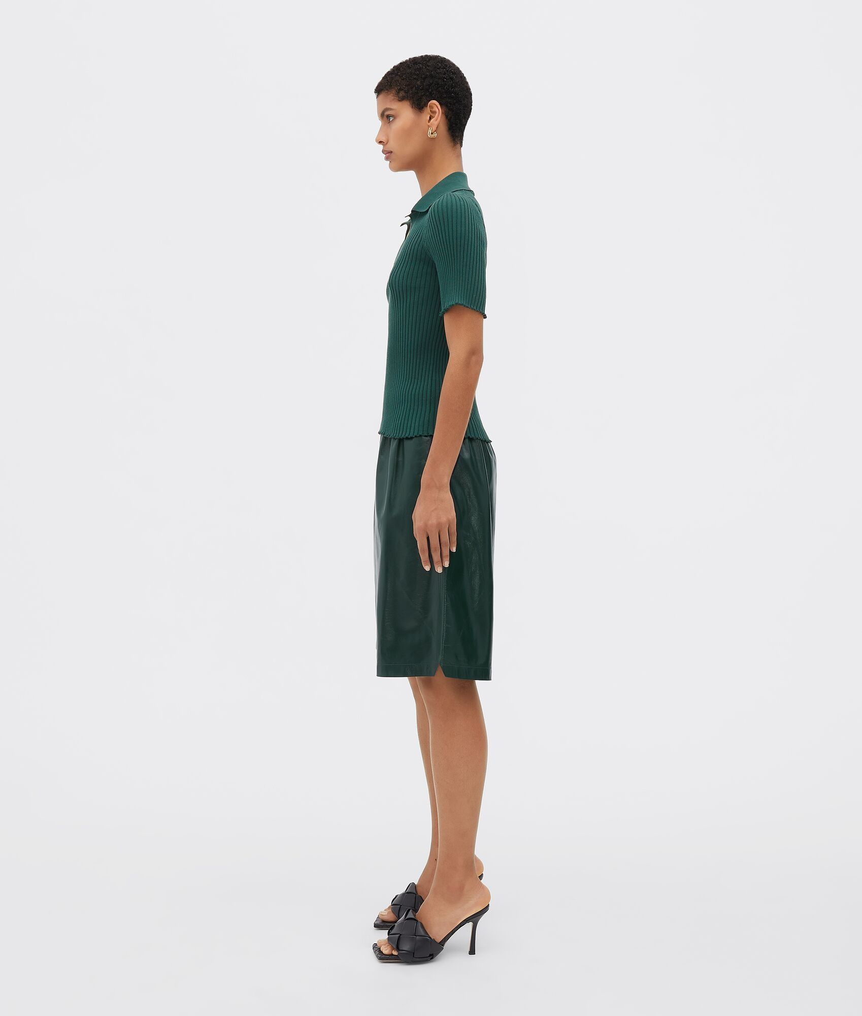 Bottega Veneta o1bcso1str0225 Polo Shirt in Green Size M / US 6-8 / IT 42-44 - 2 Thumbnail