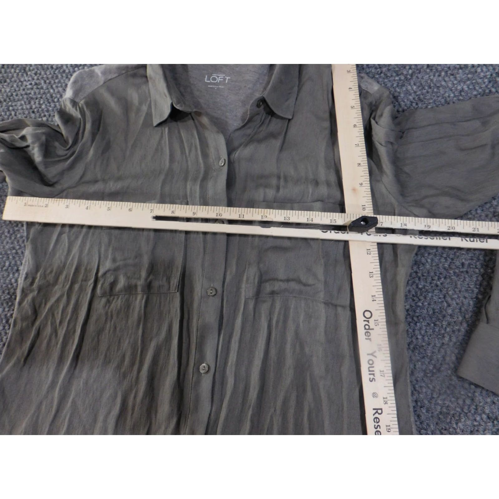 Loft LOFT Shirt Womens Small Gray Button Front Layered Long Sleeve Top Size S / US 4 / IT 40 - 6 Thumbnail