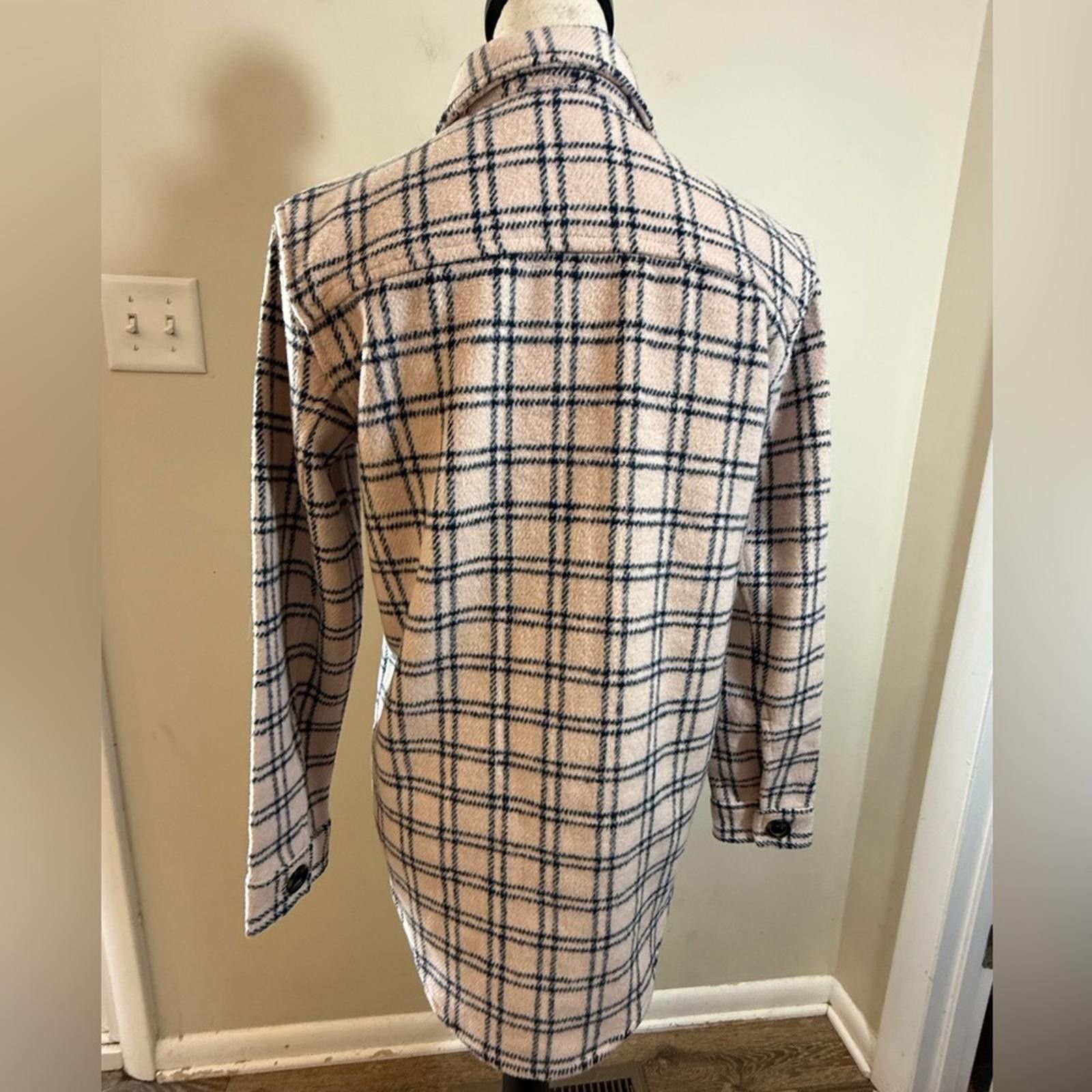 Other Caslon wool blend shacket pink & navy plaid SZ XS Size XS / US 0-2 / IT 36-38 - 4 Thumbnail