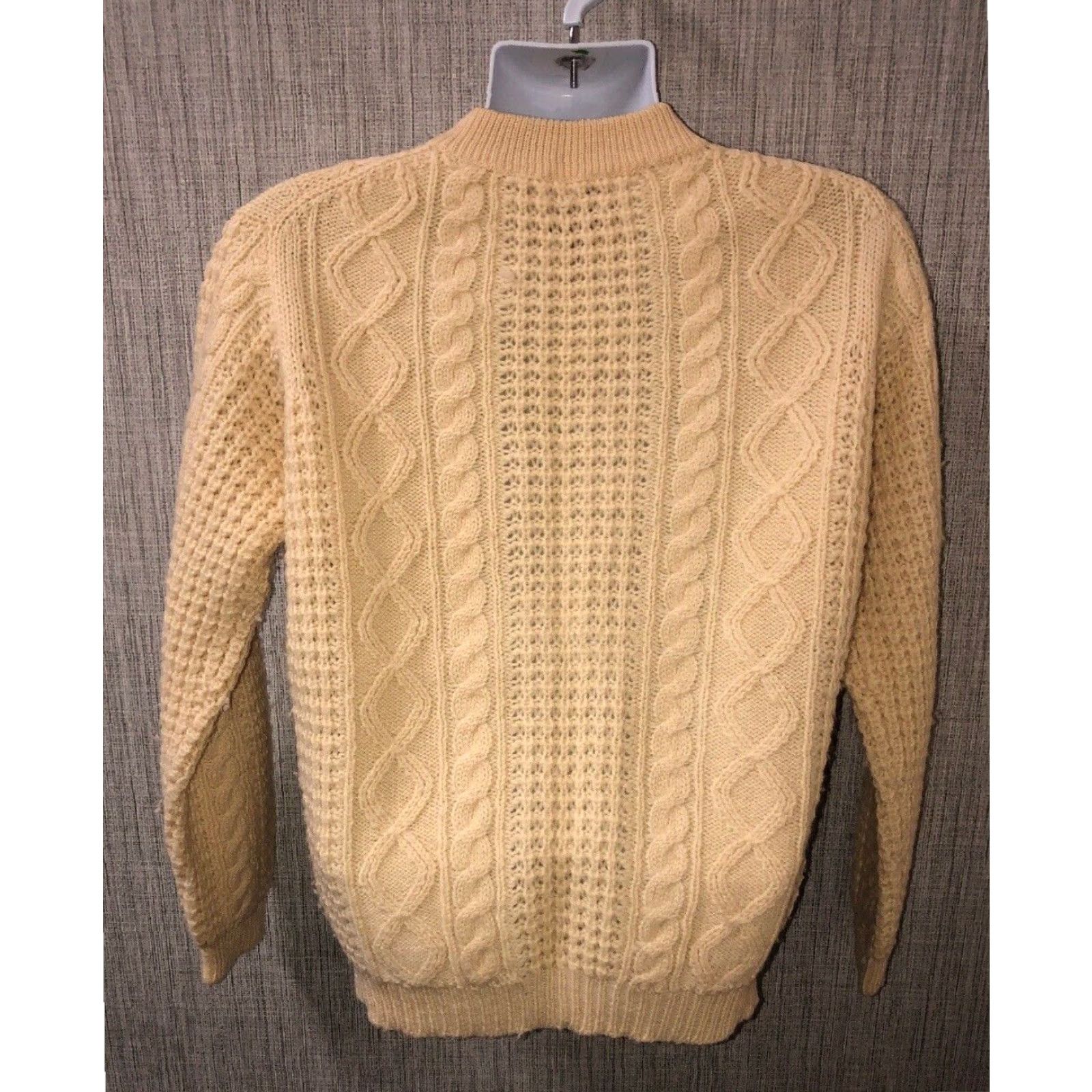Vintage VINTAGE Panda Crewneck Cable Knit Sweater Mens Beige XL 100% Wool Size US XL / EU 56 / 4 - 4 Thumbnail