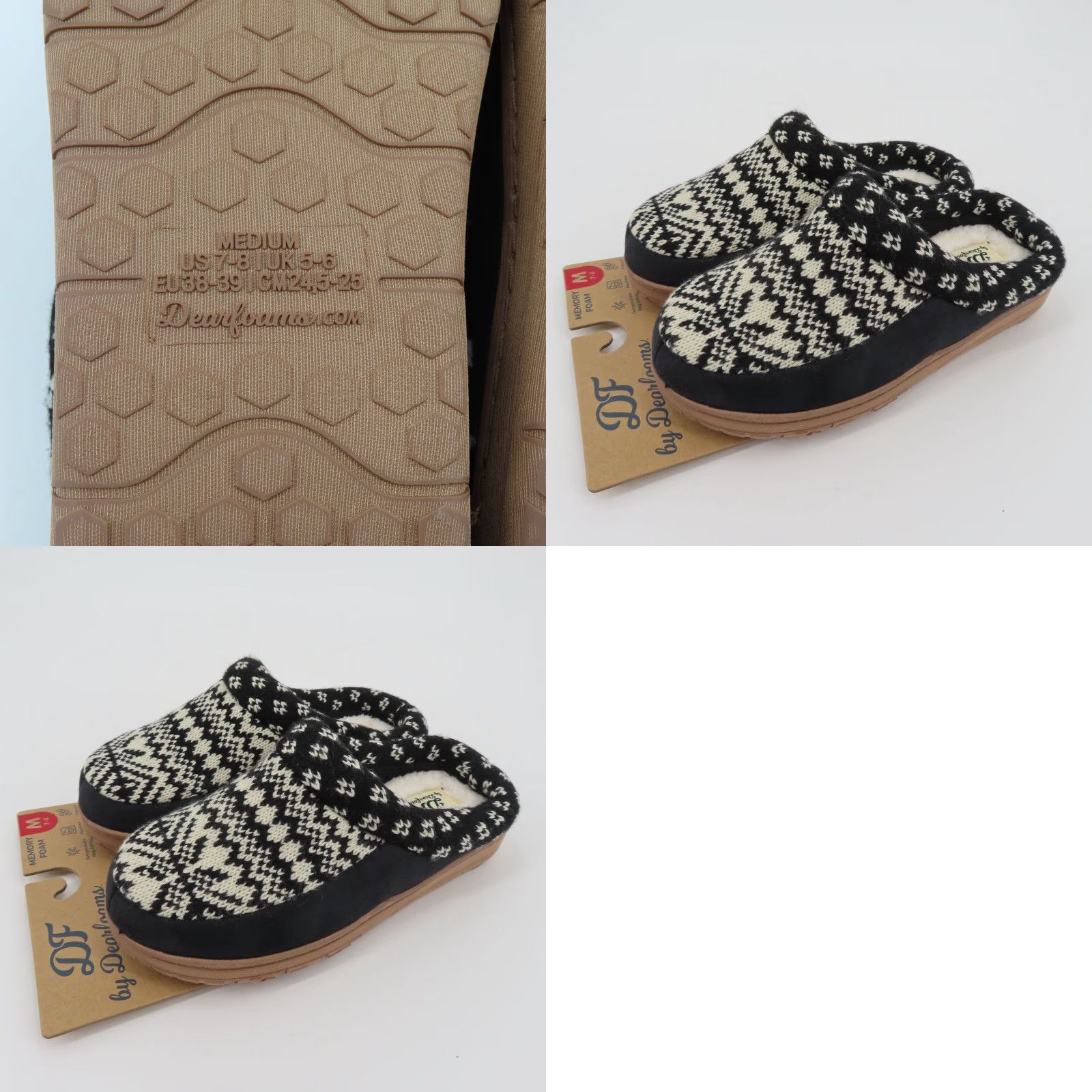 Vintage Dearfoams Women Slipper Knit Memory Foam Slip-On Black 7-8 Medium Indoor Outdoor NEW Size ONE SIZE - 9 Thumbnail