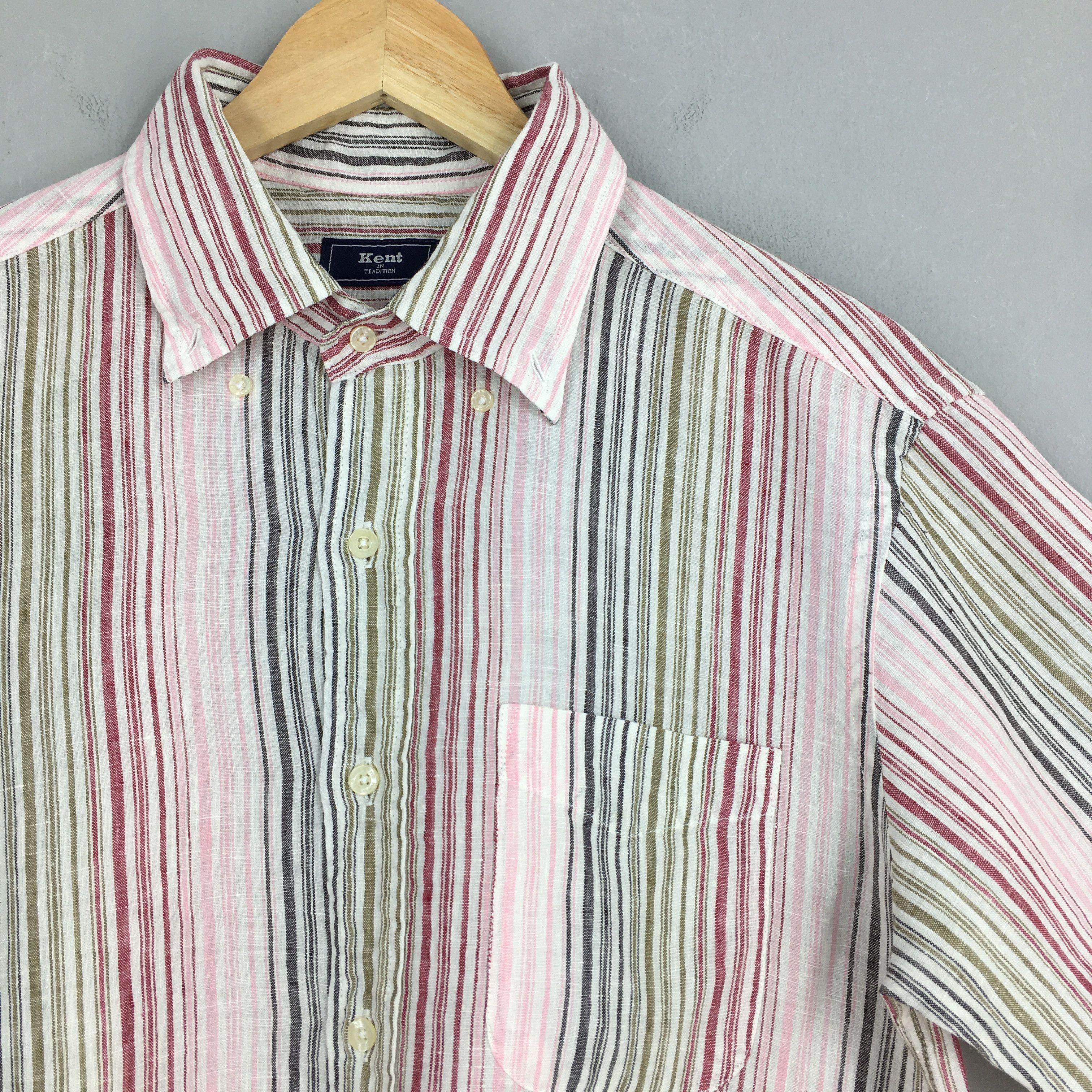 Vintage Vintage Kent Vertical Striped Flannel Linen Shirt Large Size US L / EU 52-54 / 3 - 2 Thumbnail