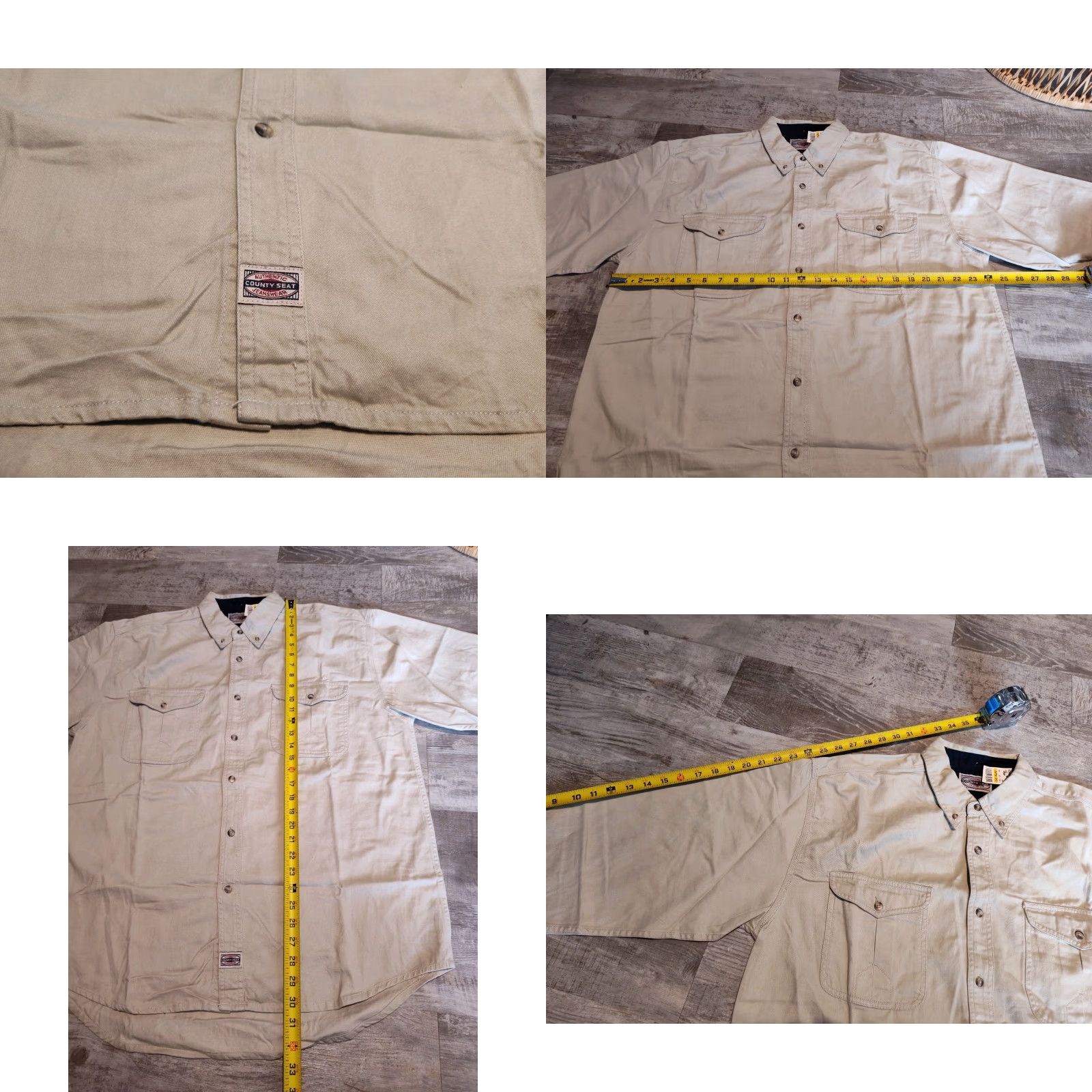 Vintage County Seat Mens Long Sleeve Shirt Size L Beige Cotton 90s Style Button-Down Casual Size US L / EU 52-54 / 3 - 8 Thumbnail