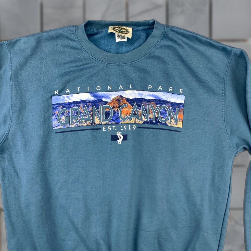 Vintage Fred Harvey Trading Co Sweatshirt Mens M Teal Grand Canyon National Park Size US M / EU 48-50 / 2 - 1 Thumbnail