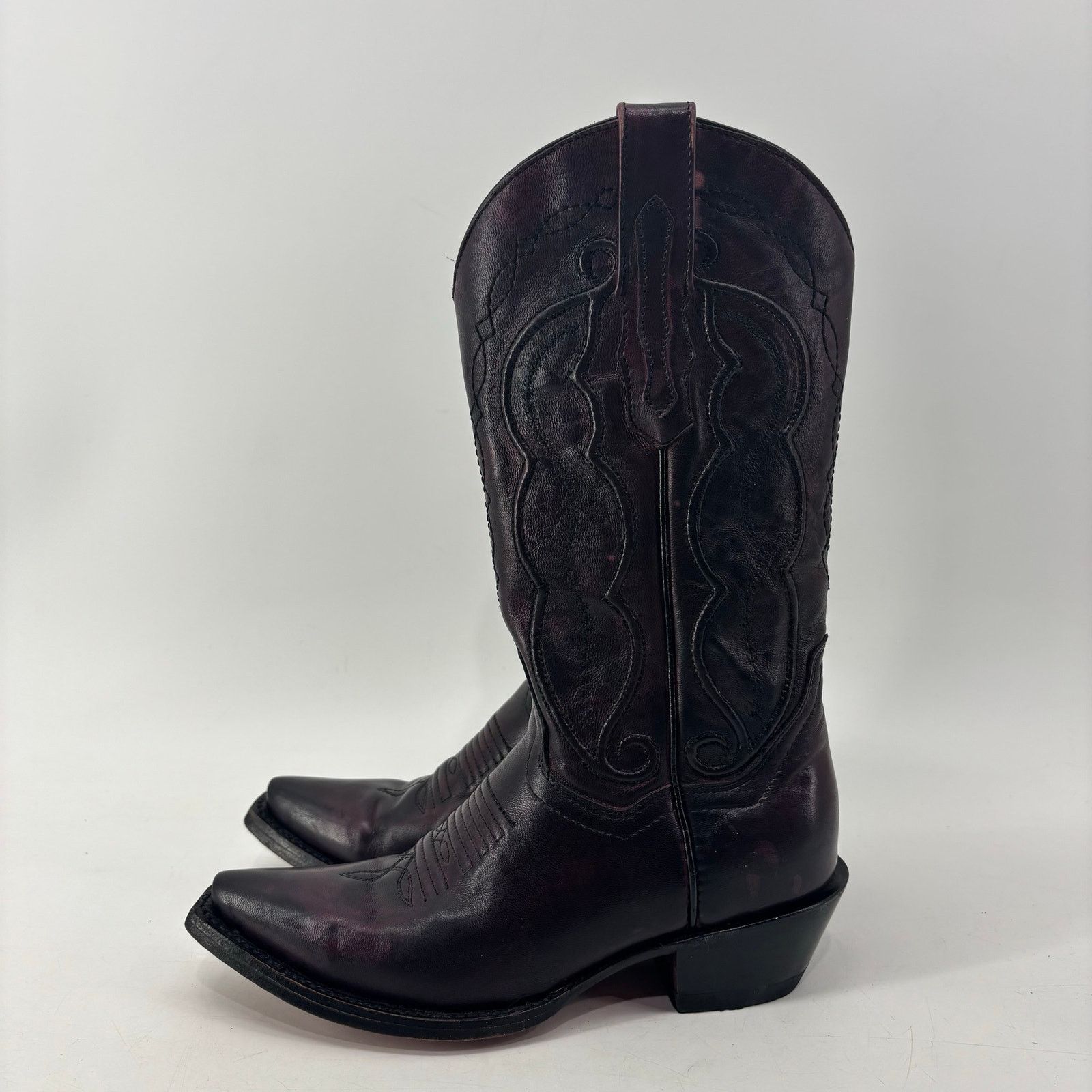 Vintage Vaccari Cowboy Boots Burgundy Plum Size 6.5 Leather Classic Size US 6.5 / IT 36.5 - 1 Thumbnail
