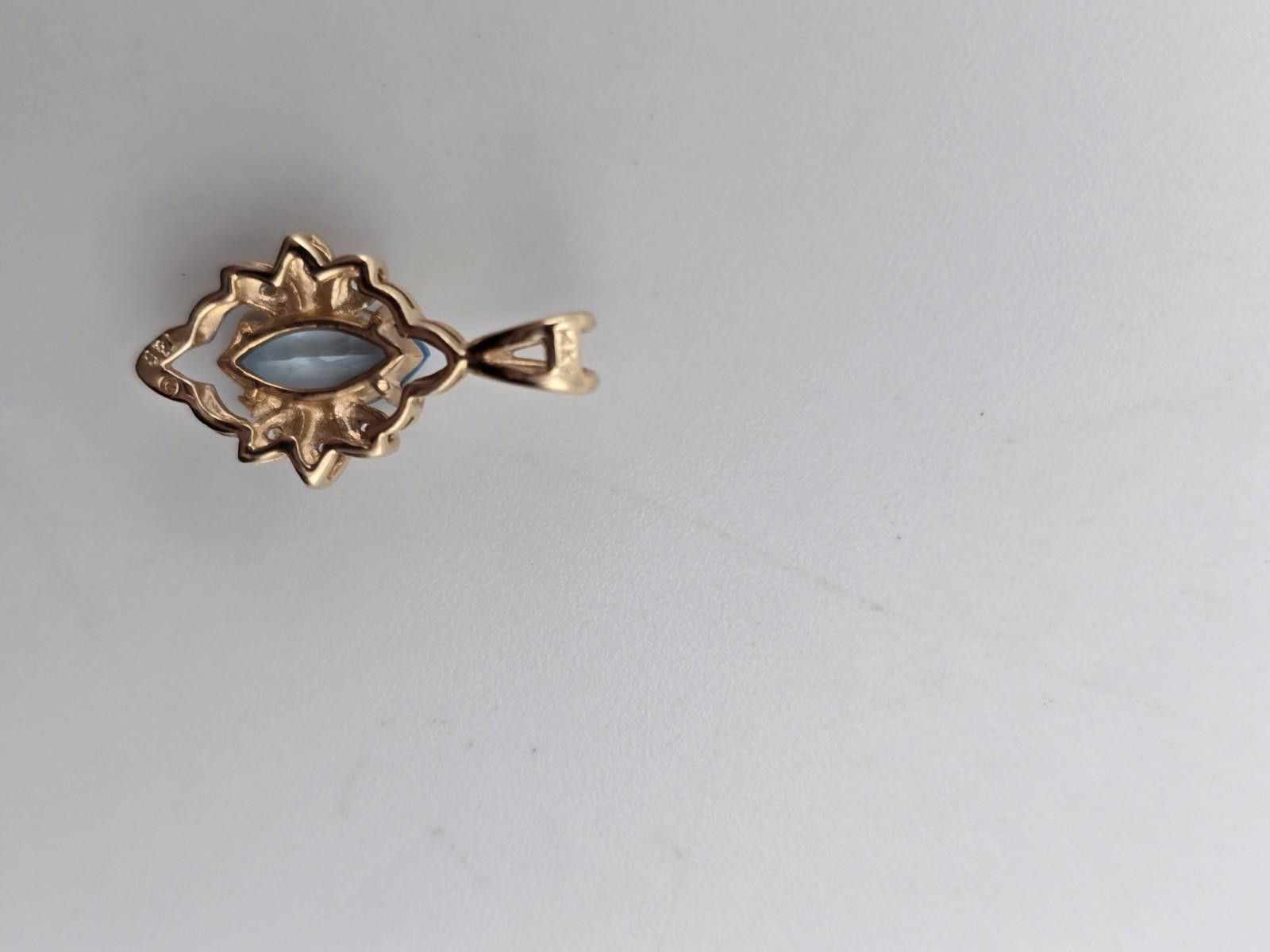 TCB Jeans 14k Gold Pendant Blue Topaz Diamond Accent Vintage T&C Size ONE SIZE - 4 Thumbnail