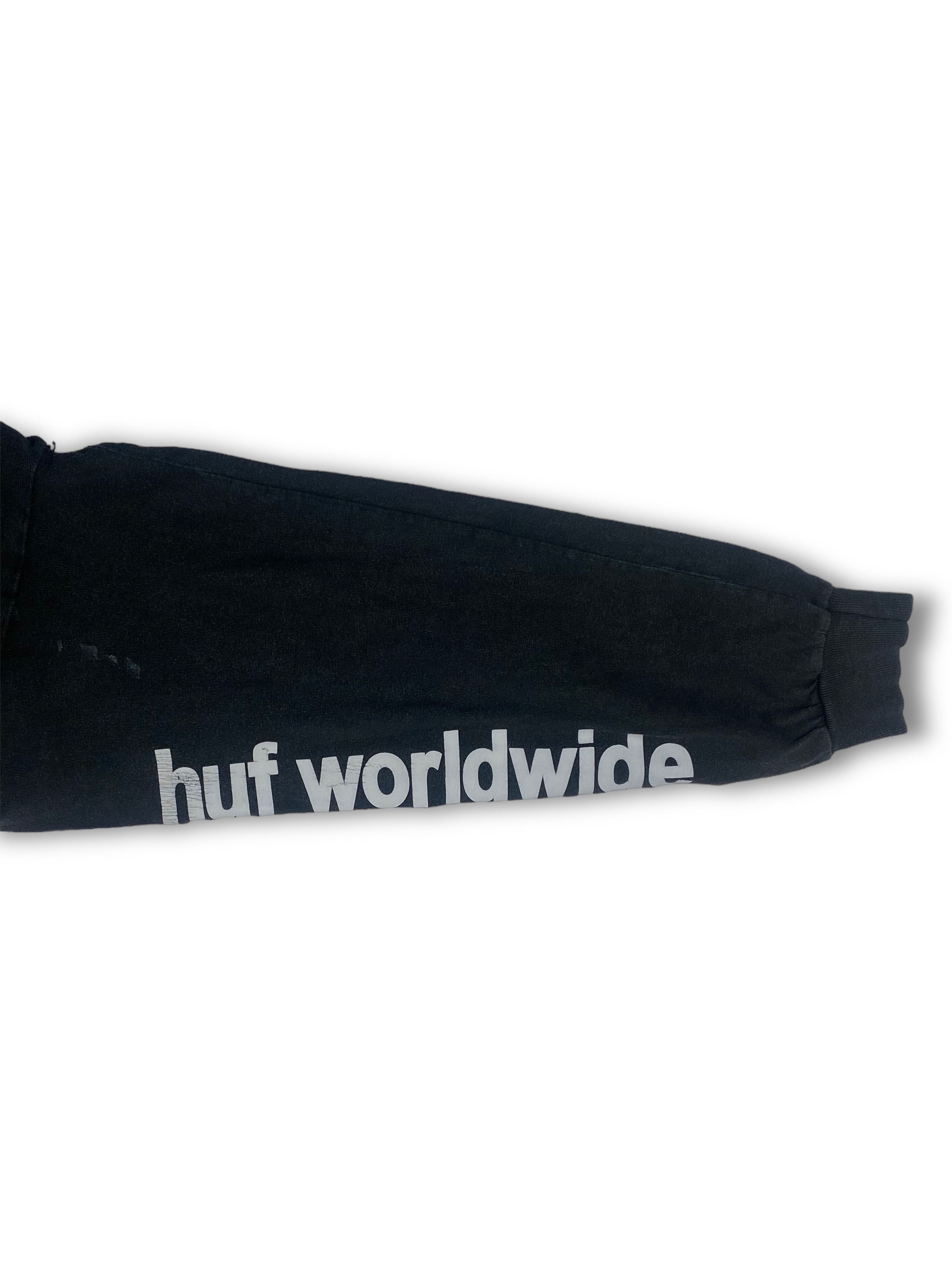 Huf Vintage HUF Distressed Black Faded Big Logo Longsleeve M546 Size US M / EU 48-50 / 2 - 7 Thumbnail