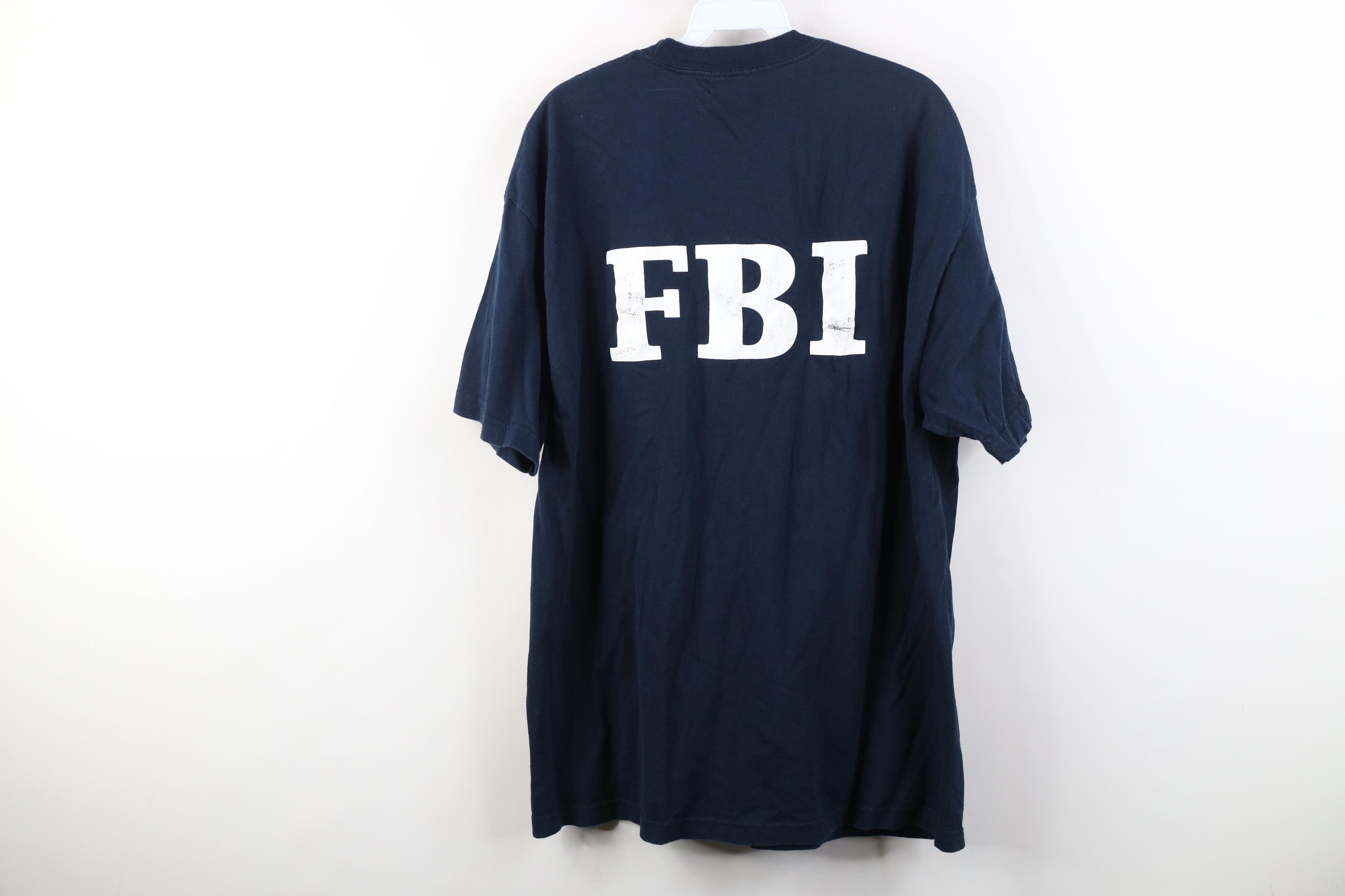 Vintage Vintage 90s Y2K Federal Bureau of Investigation T-Shirt Blue Size US XL / EU 56 / 4 - 12 Thumbnail
