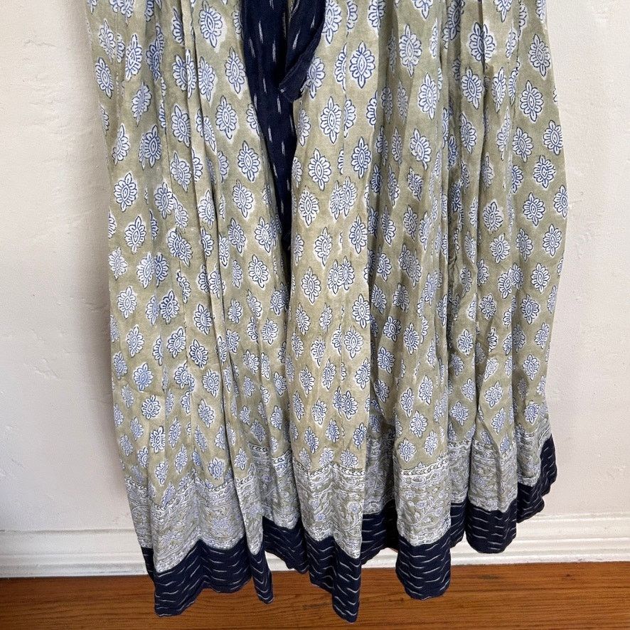 Vintage Vintage Block Print Cotton Maxi Dress – Artisan Handcrafted Size S / US 4 / IT 40 - 6 Thumbnail